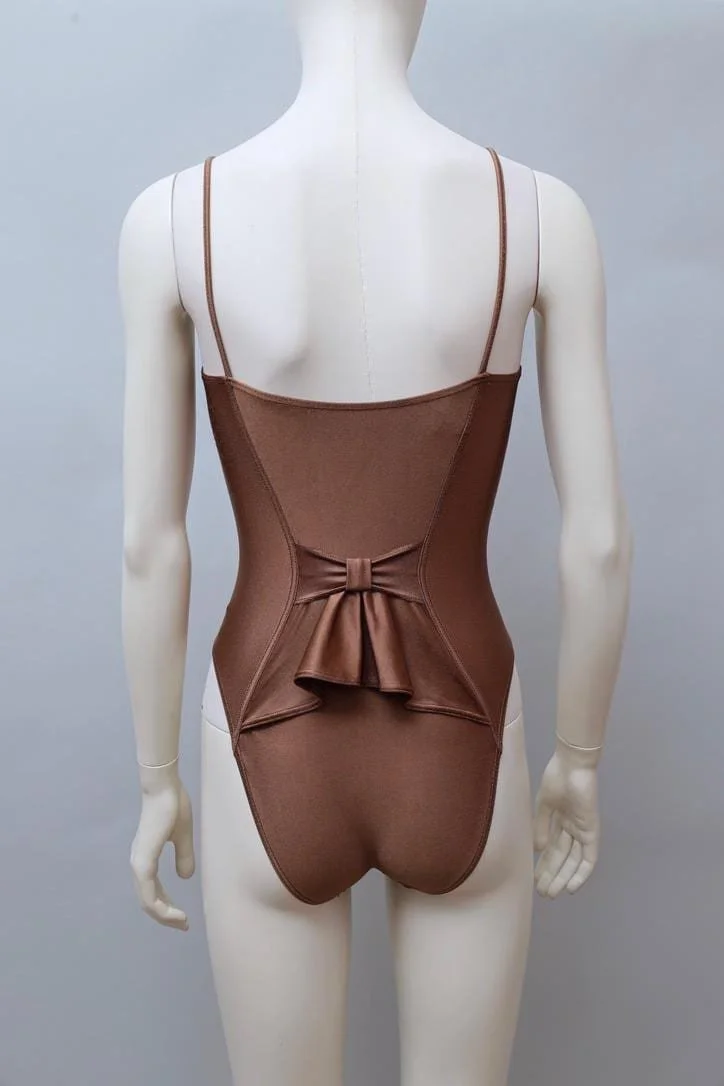 1980s Chantal Thomass metallic brown pleat swimsuit
