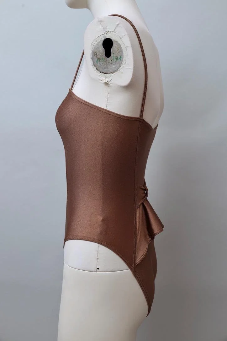 1980s Chantal Thomass metallic brown pleat swimsuit