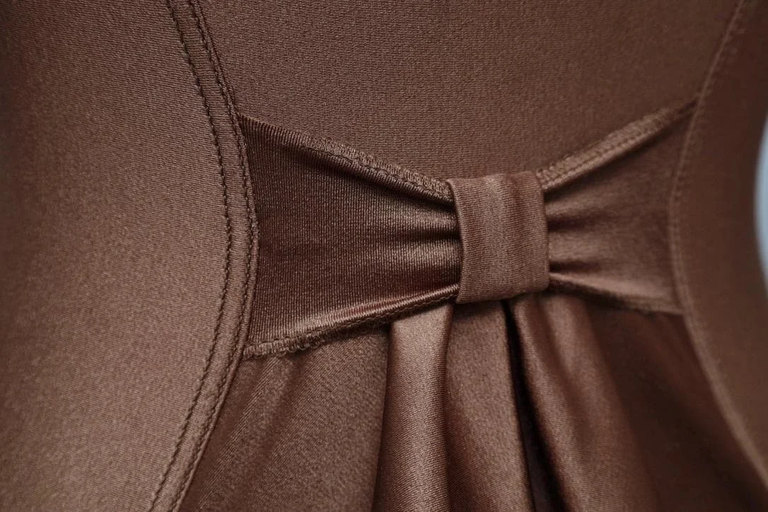 1980s Chantal Thomass metallic brown pleat swimsuit