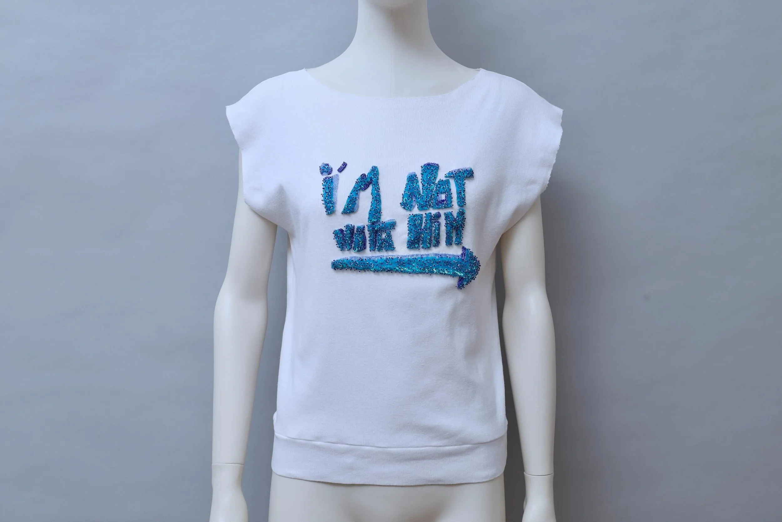 2000s Irina Volkonskii embellished cotton rib top