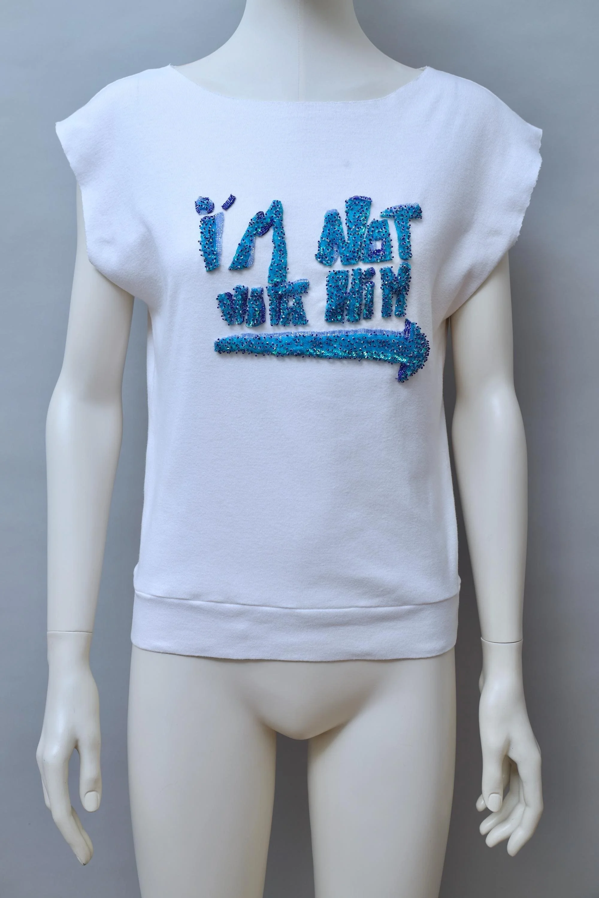 2000s Irina Volkonskii embellished cotton rib top