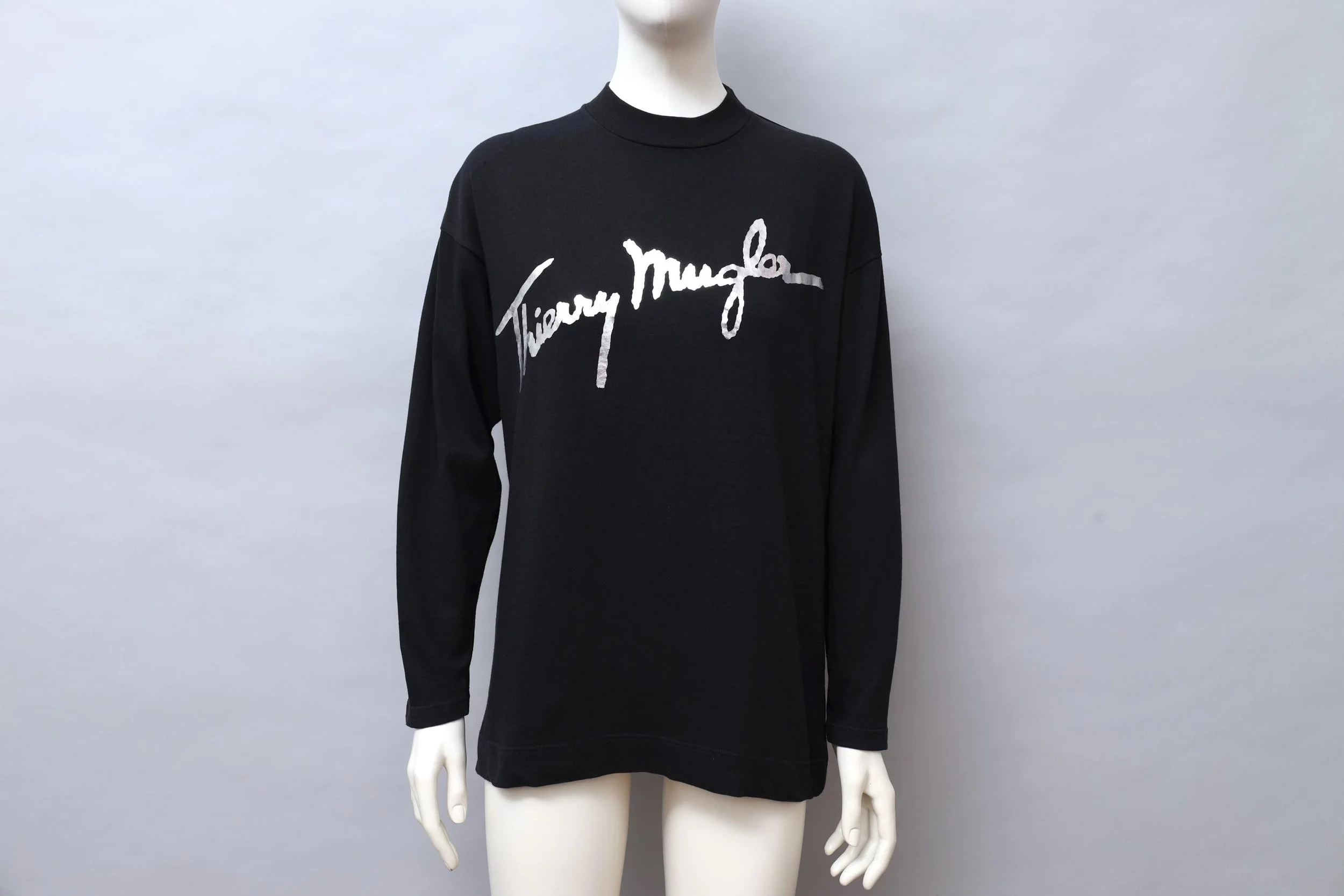 llate 1980s / early 1990s Thierry Mugler activ metallic signature logo longsleeve