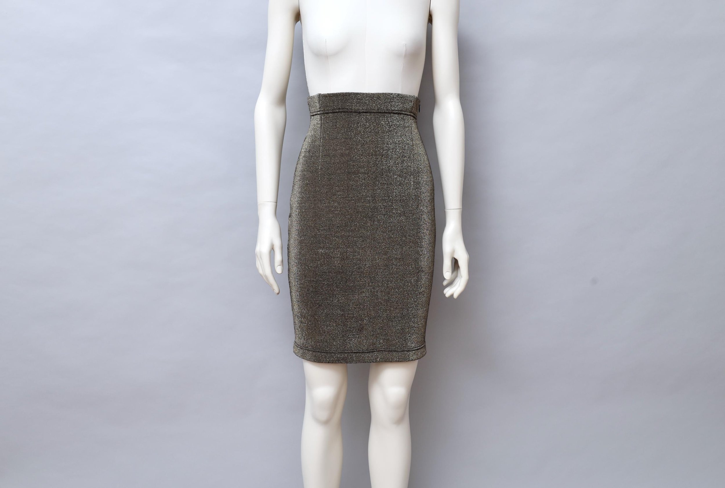F/W 1990 Chantal Thomass brass lurex ultra high waisted skirt