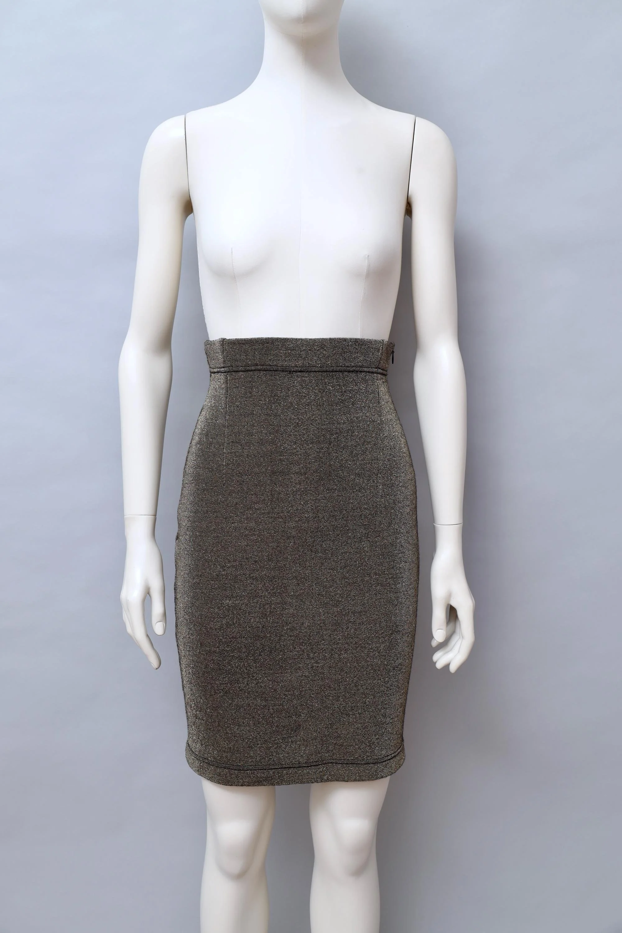 F/W 1990 Chantal Thomass brass lurex ultra high waisted skirt