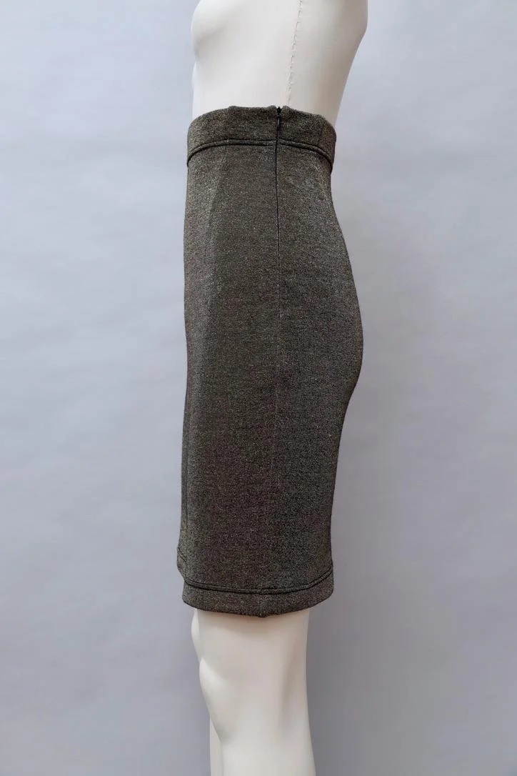 F/W 1990 Chantal Thomass brass lurex ultra high waisted skirt