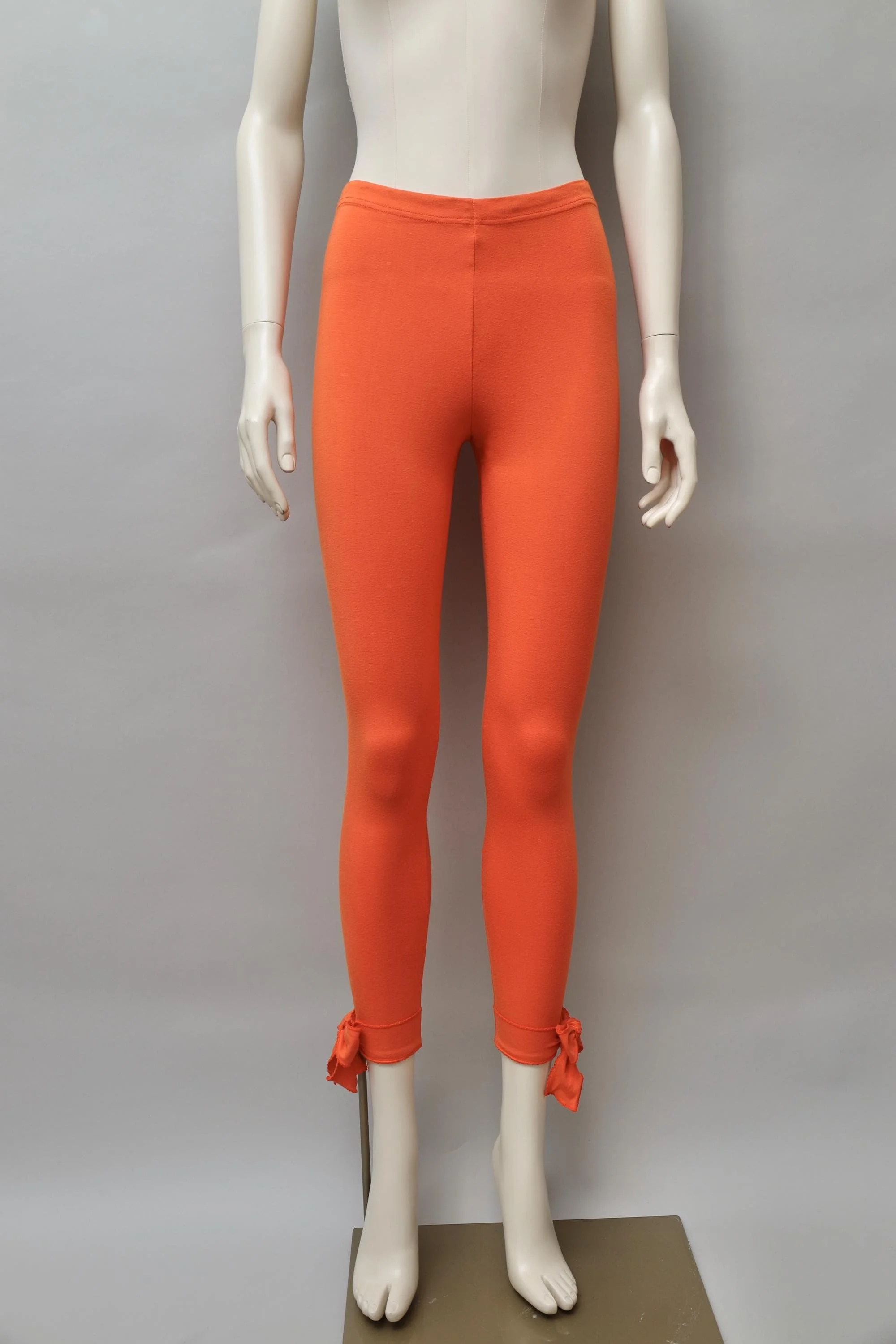 1990s Chantal Thomass orange ribbon hem leggings