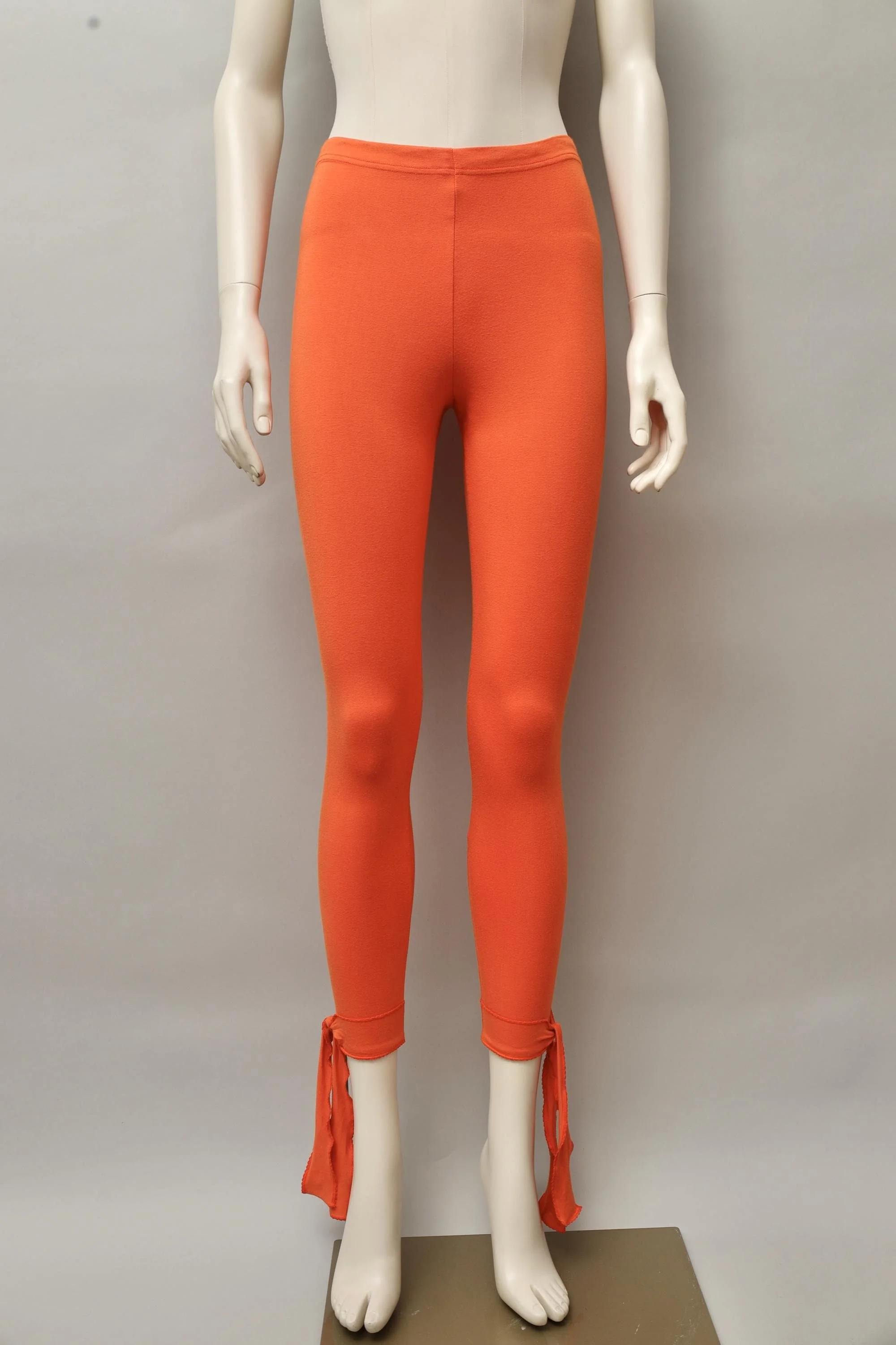 1990s Chantal Thomass orange ribbon hem leggings