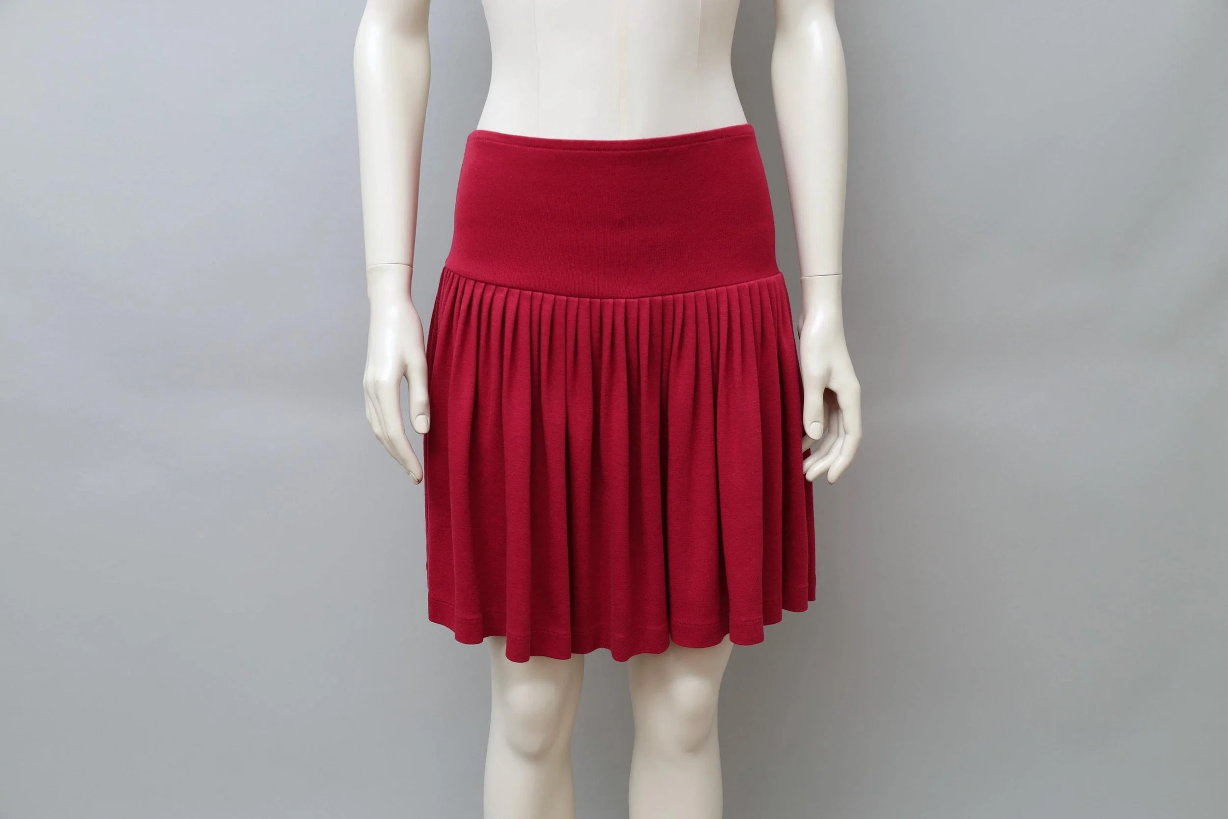 late 1980s / early 1990s Norma Kamali red drop waist ruched skirt