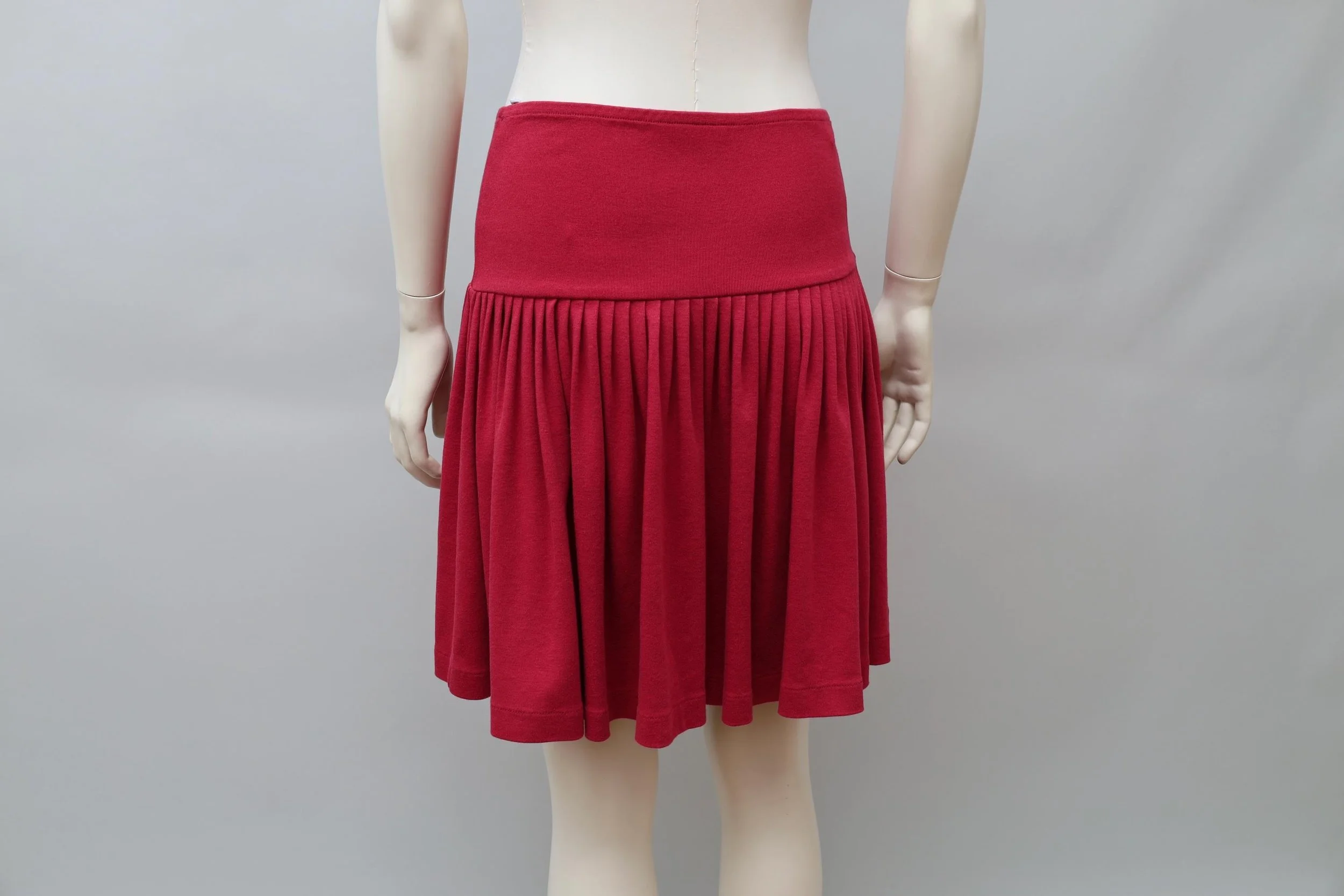 late 1980s / early 1990s Norma Kamali red drop waist ruched skirt