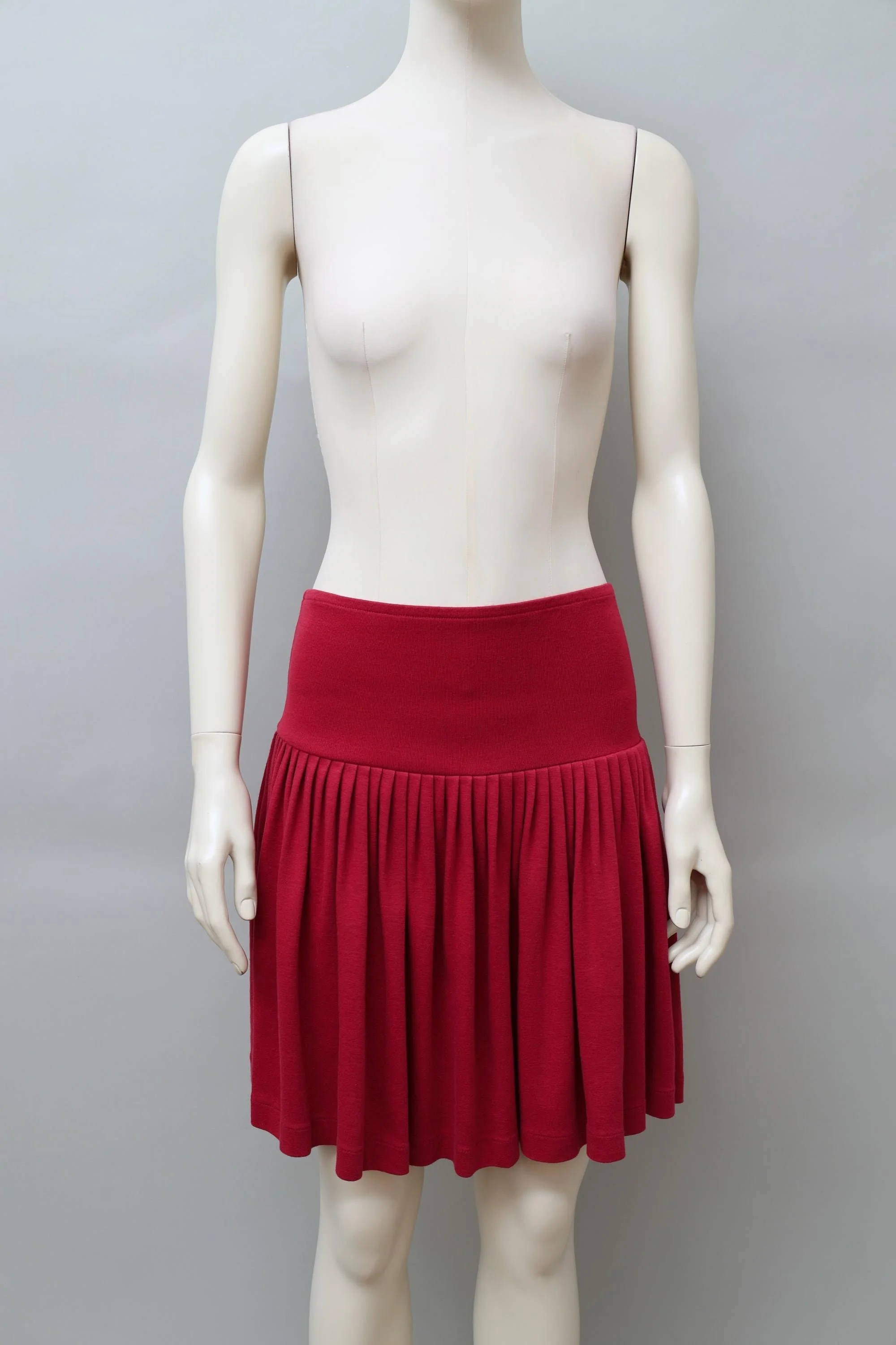 late 1980s / early 1990s Norma Kamali red drop waist ruched skirt