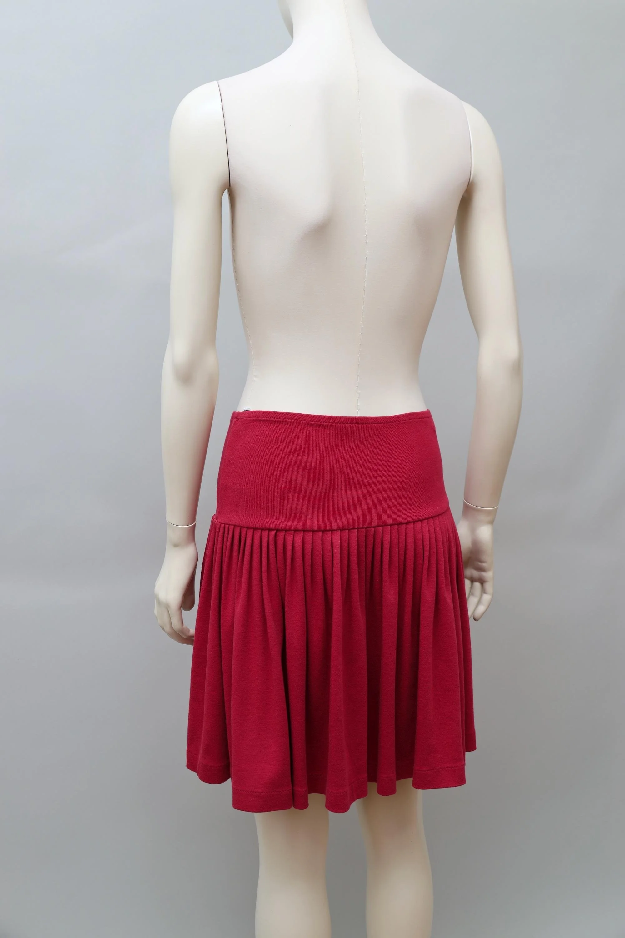late 1980s / early 1990s Norma Kamali red drop waist ruched skirt