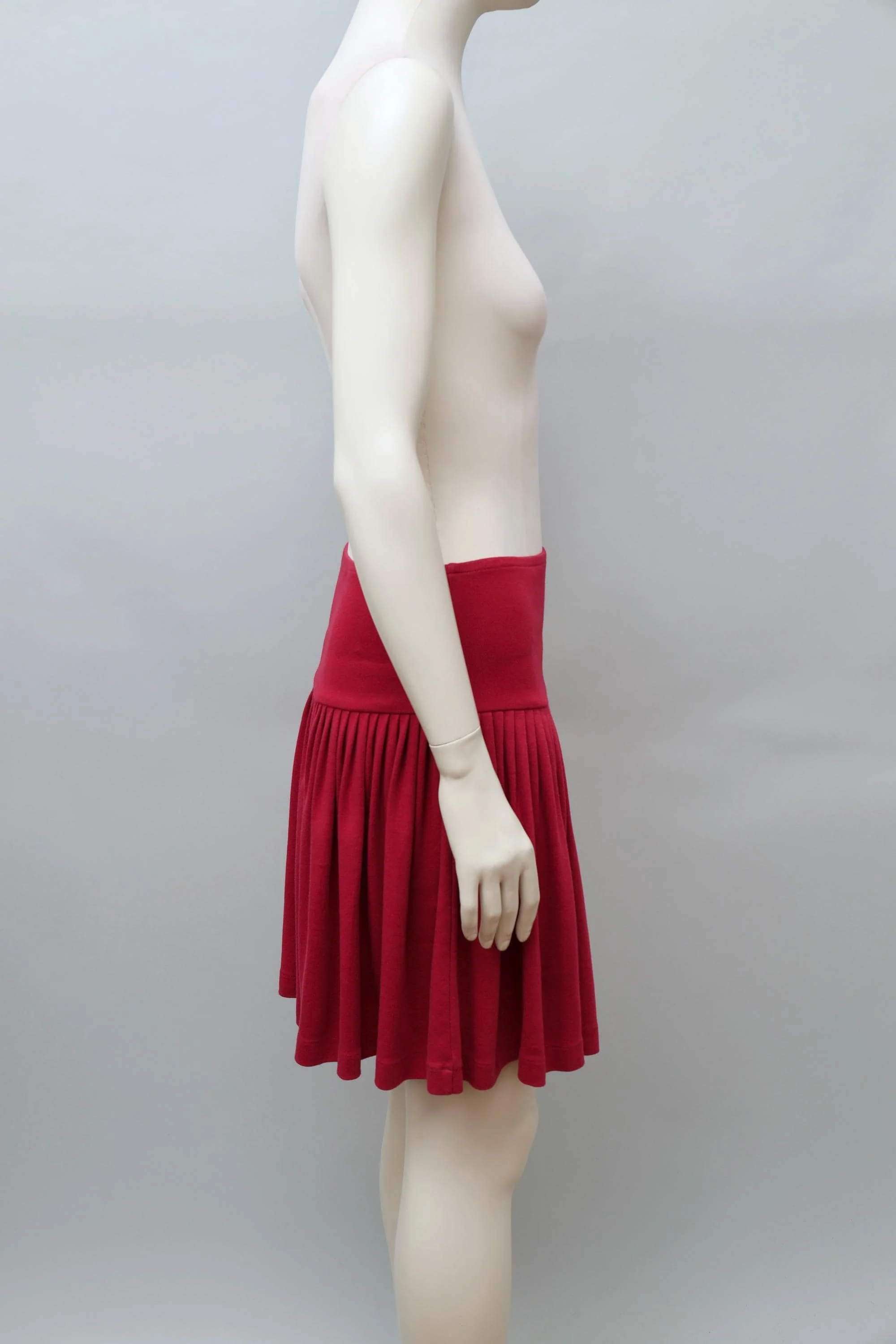 late 1980s / early 1990s Norma Kamali red drop waist ruched skirt