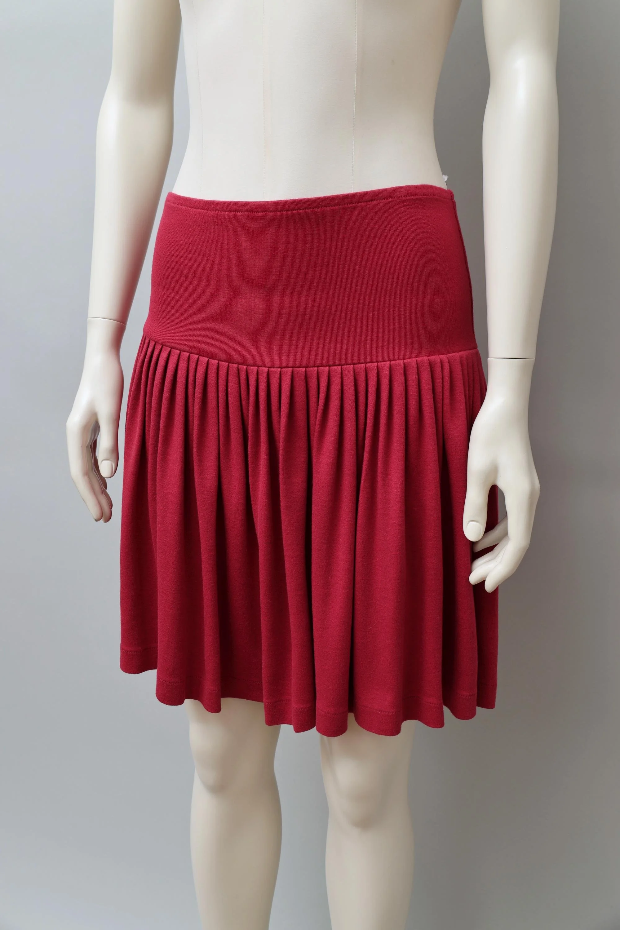 late 1980s / early 1990s Norma Kamali red drop waist ruched skirt