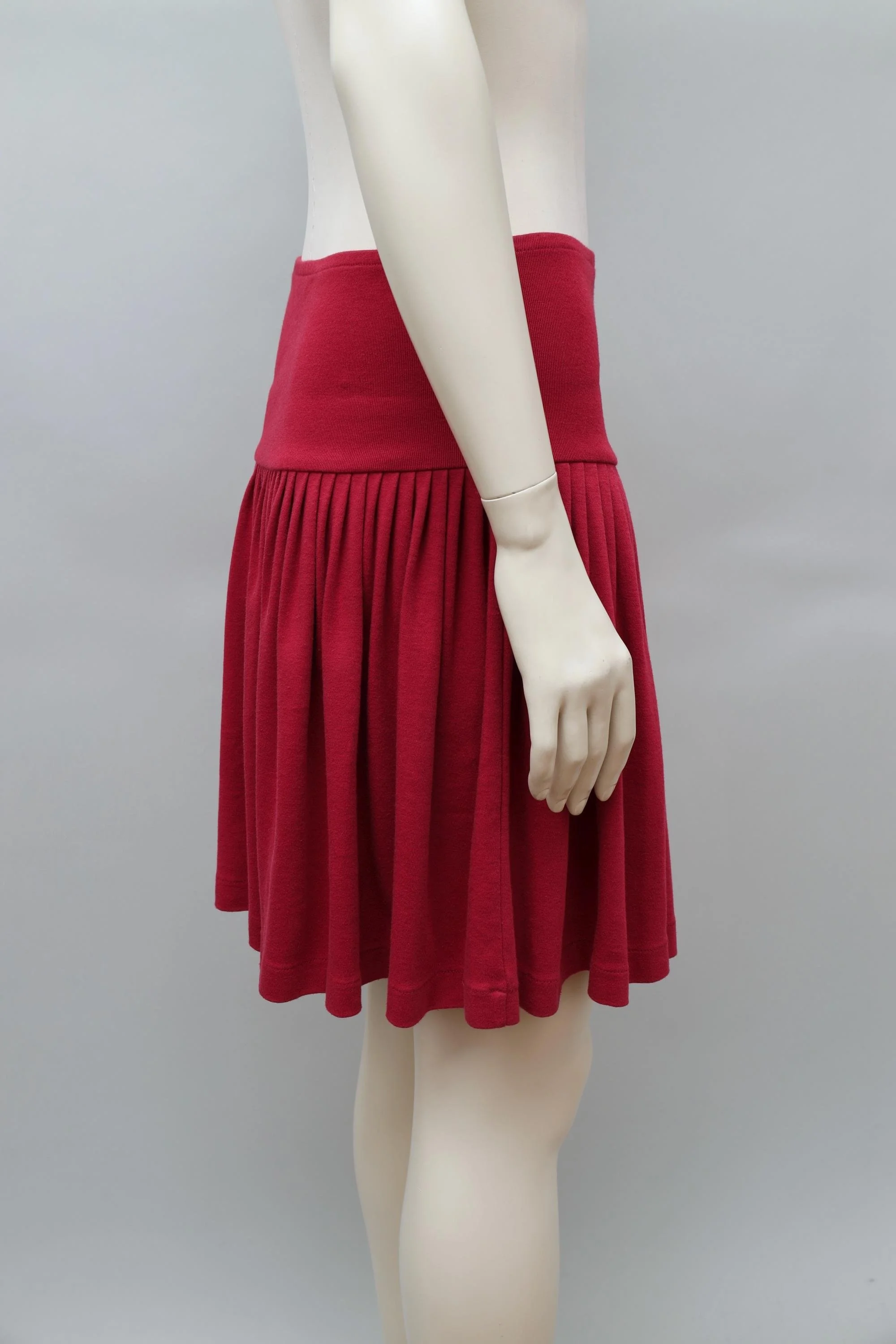 late 1980s / early 1990s Norma Kamali red drop waist ruched skirt