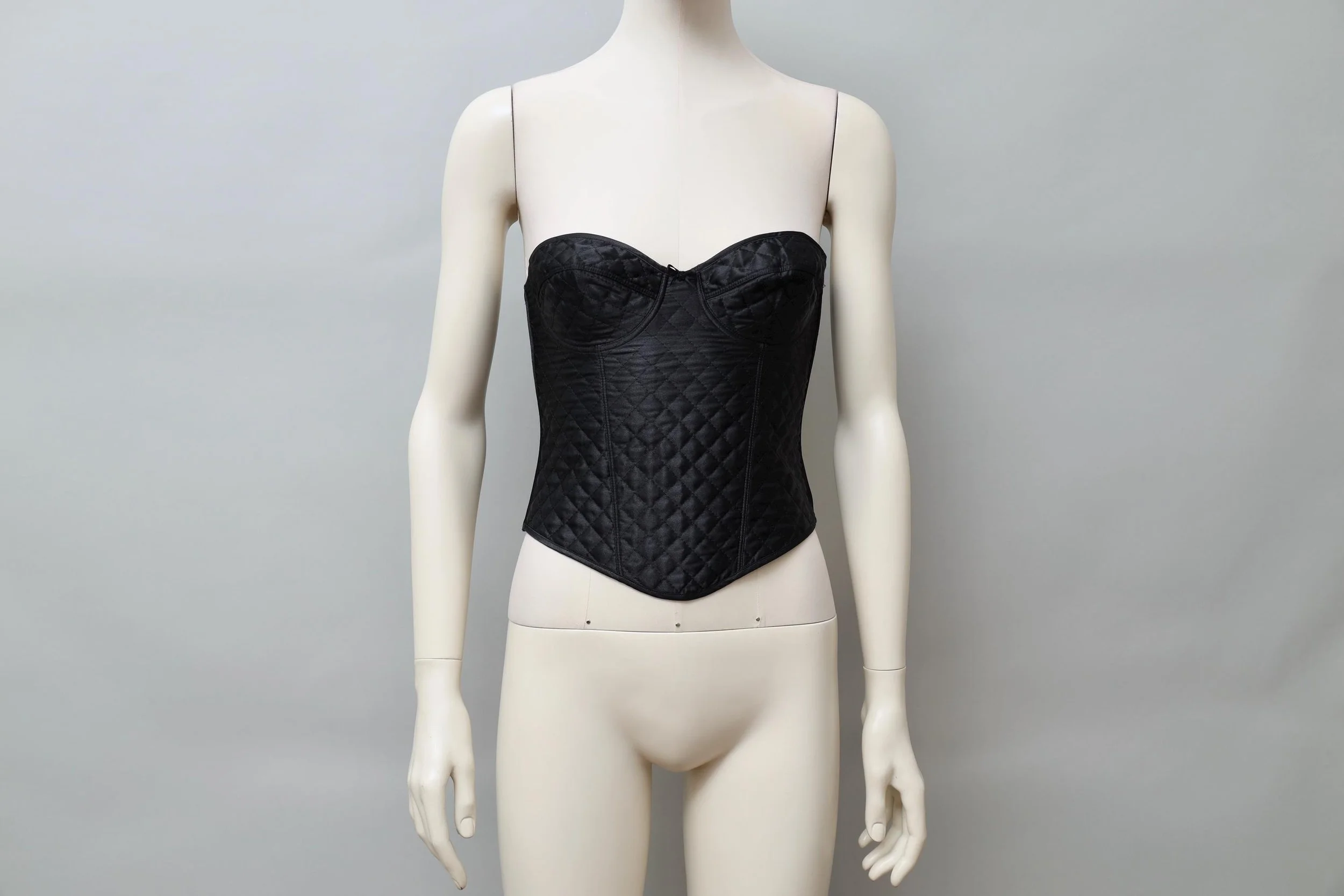 1990s Occhi Verdi quilted black satin bustier top