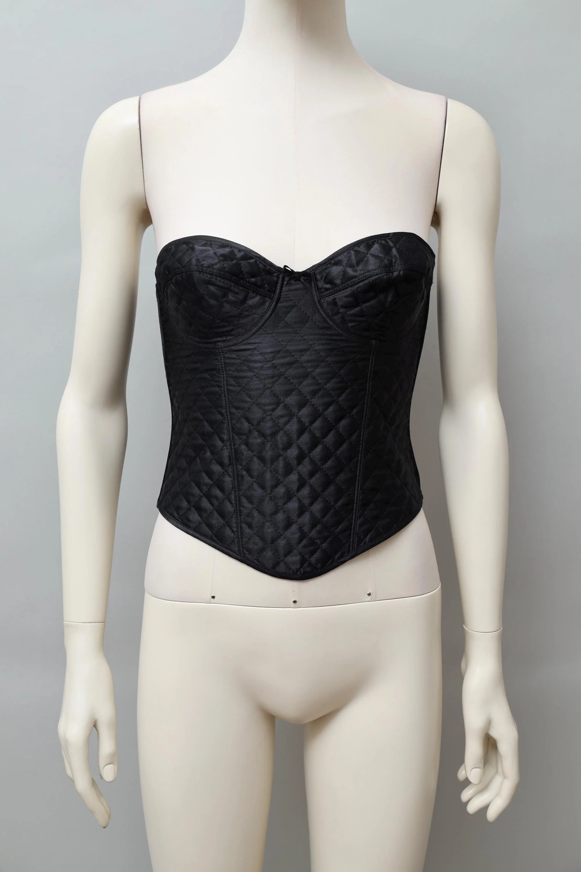 1990s Occhi Verdi quilted black satin bustier top