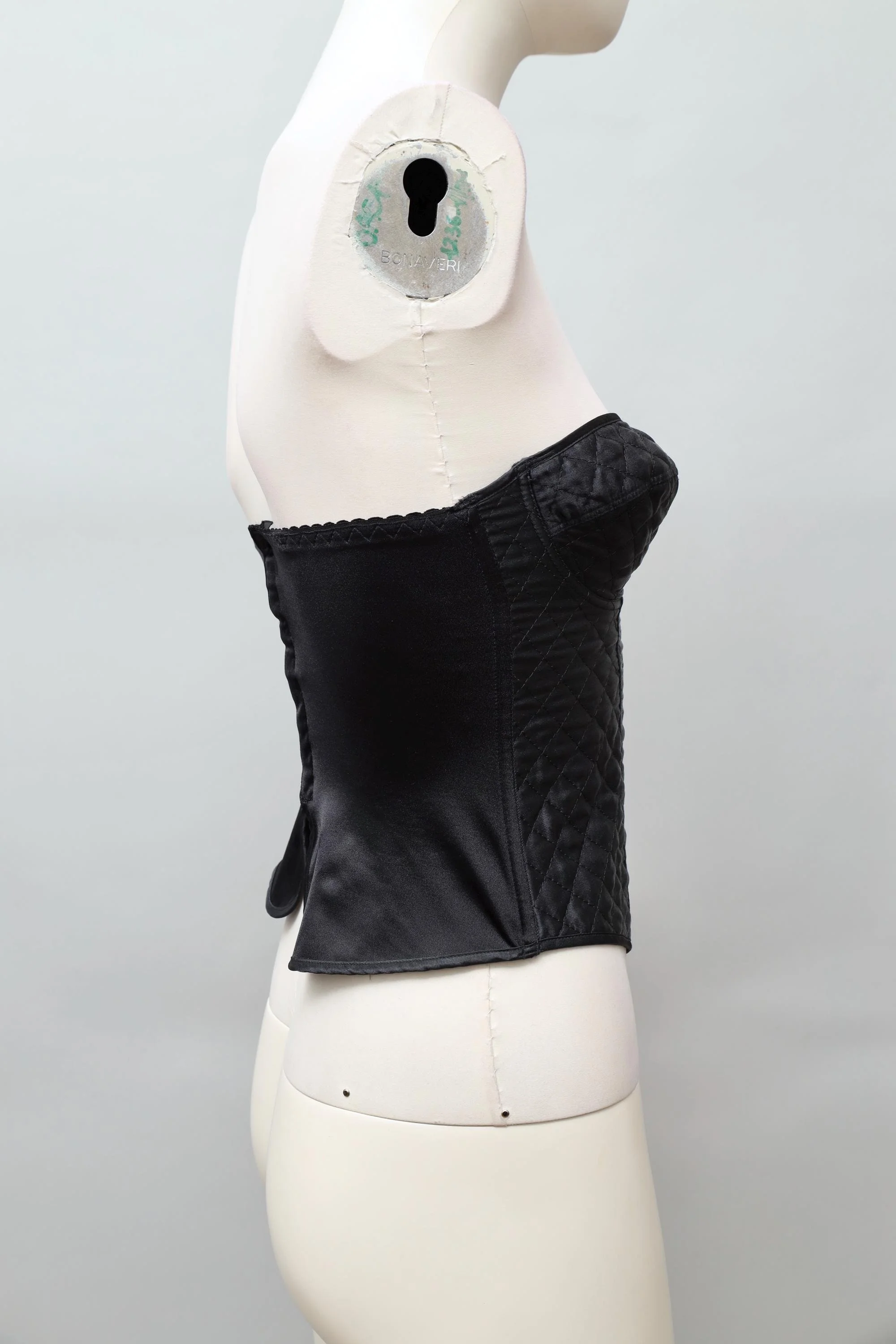 1990s Occhi Verdi quilted black satin bustier top