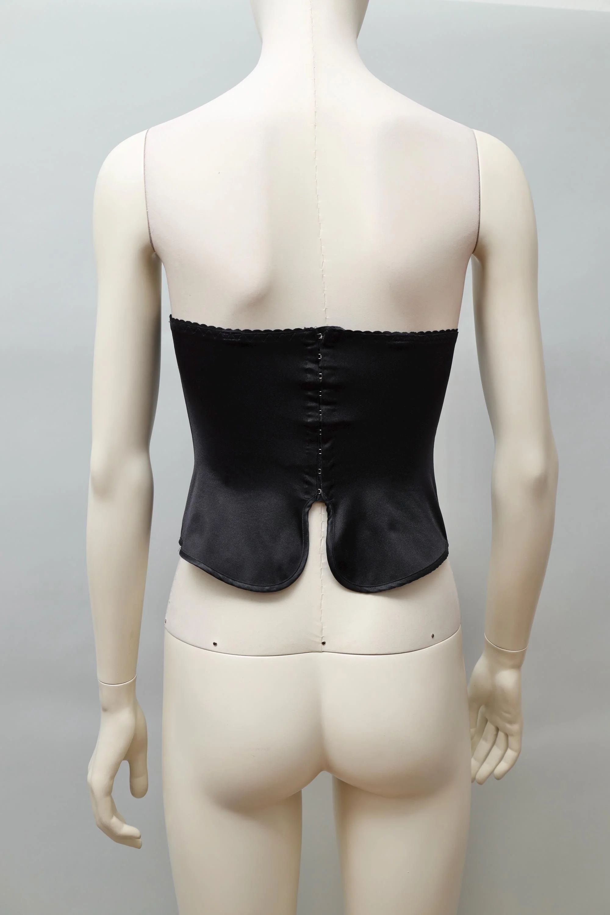 1990s Occhi Verdi quilted black satin bustier top
