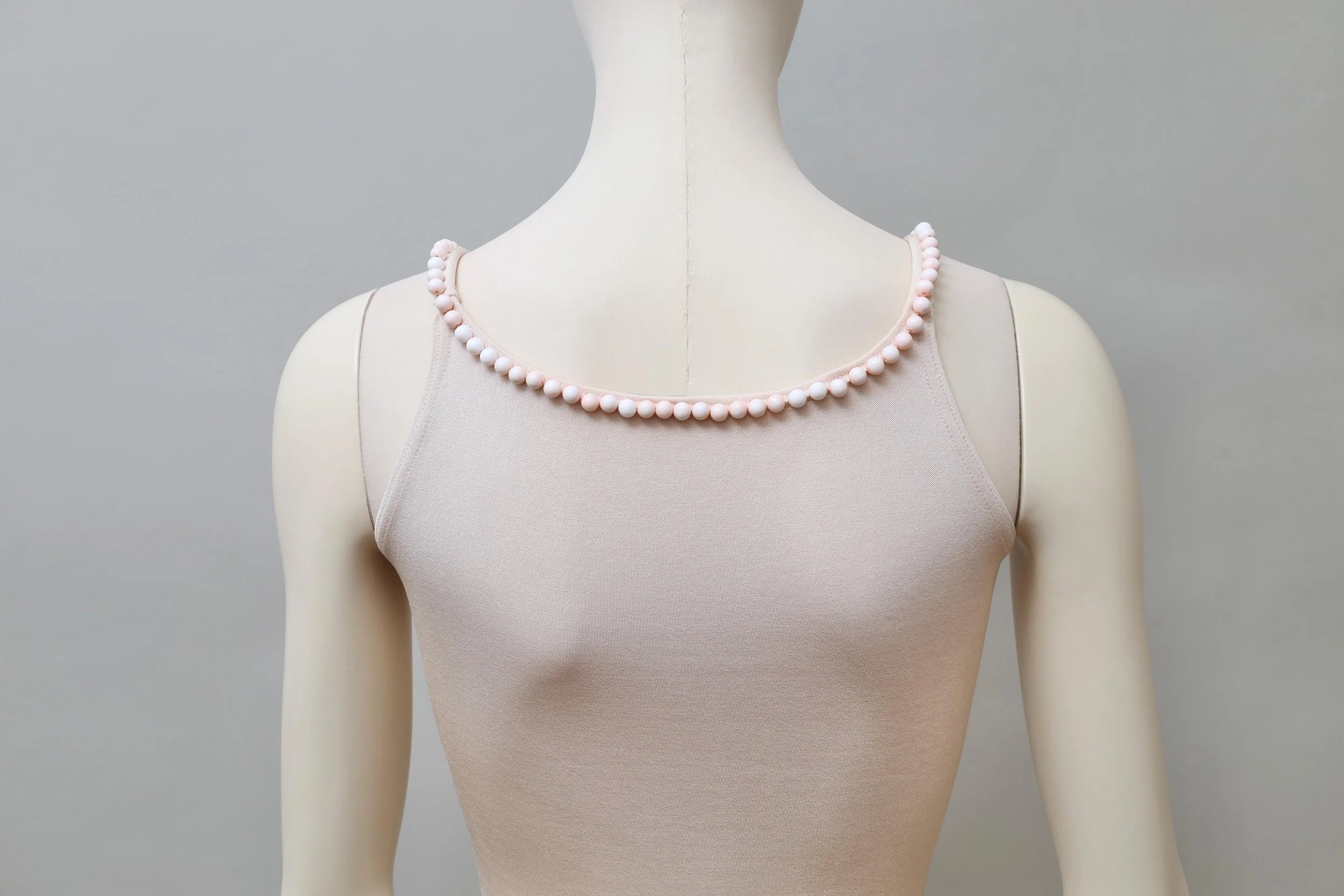 1990s Liza Bruce light peach pearl embellished neck