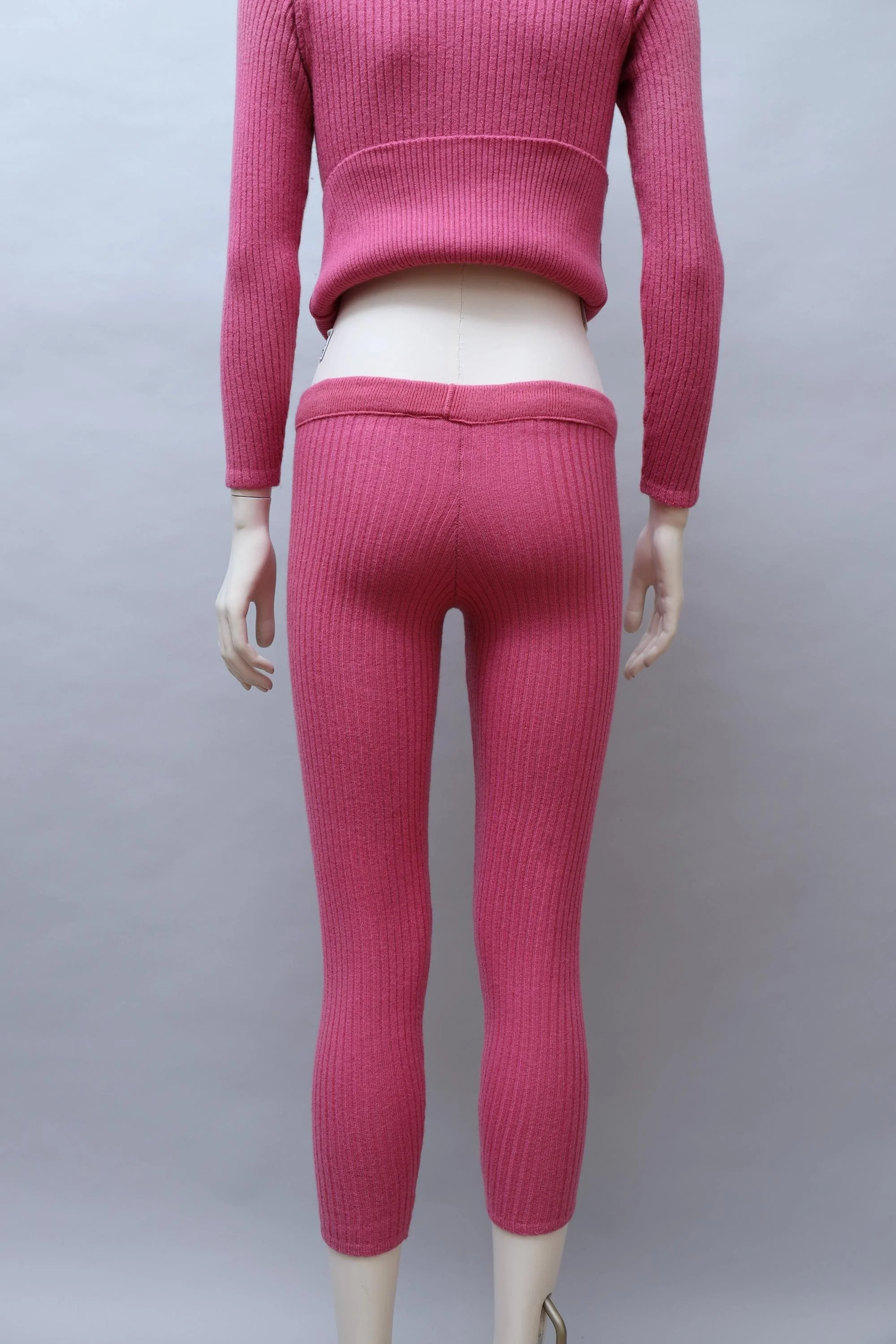 1970s Courrèges pink ribbed wool après ski set