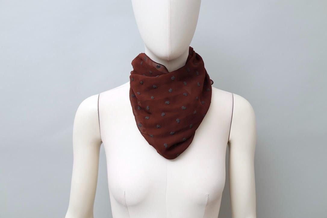 S/S 1989 Junior Gaultier chesnut brown dollar sign print georgette scarf