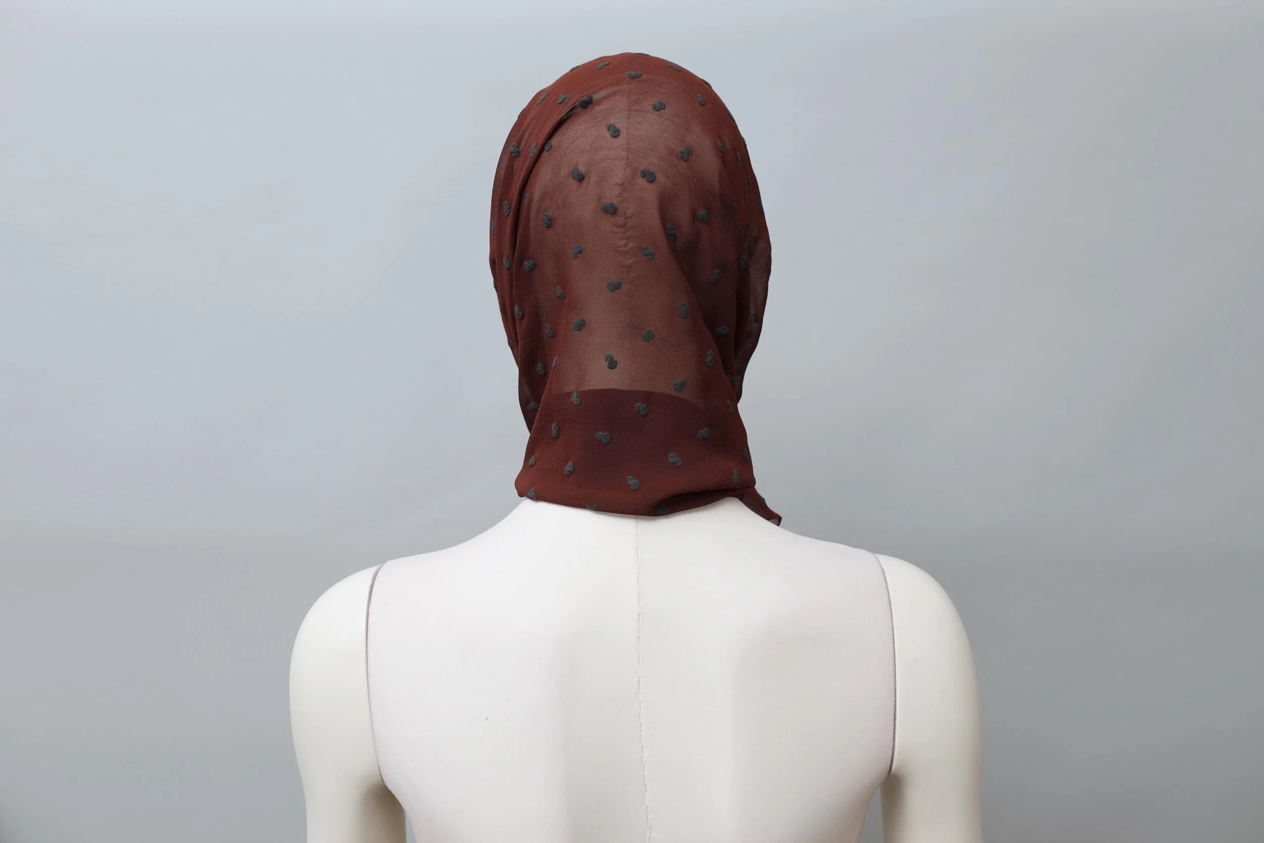 S/S 1989 Junior Gaultier brown dollar sign print georgette headscarf