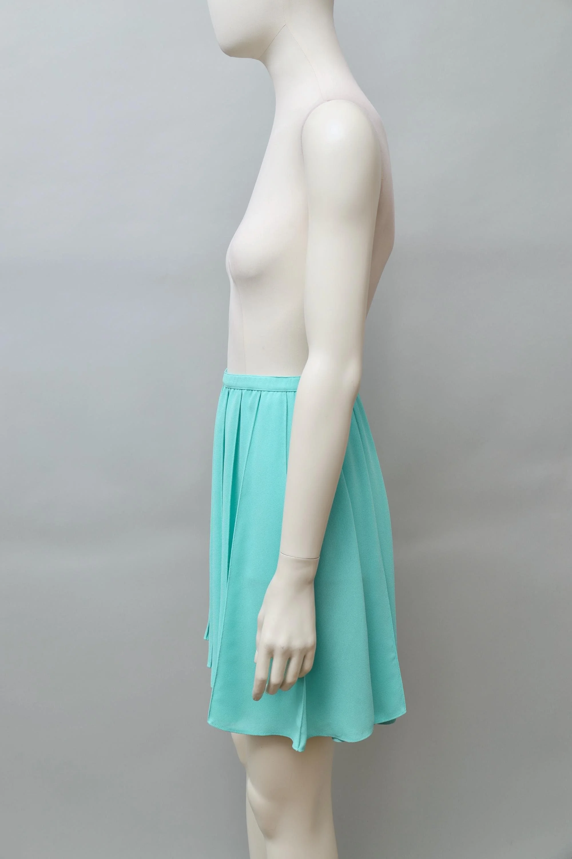 1990s Thierry Mugler aquamarine pleated crêpe skort