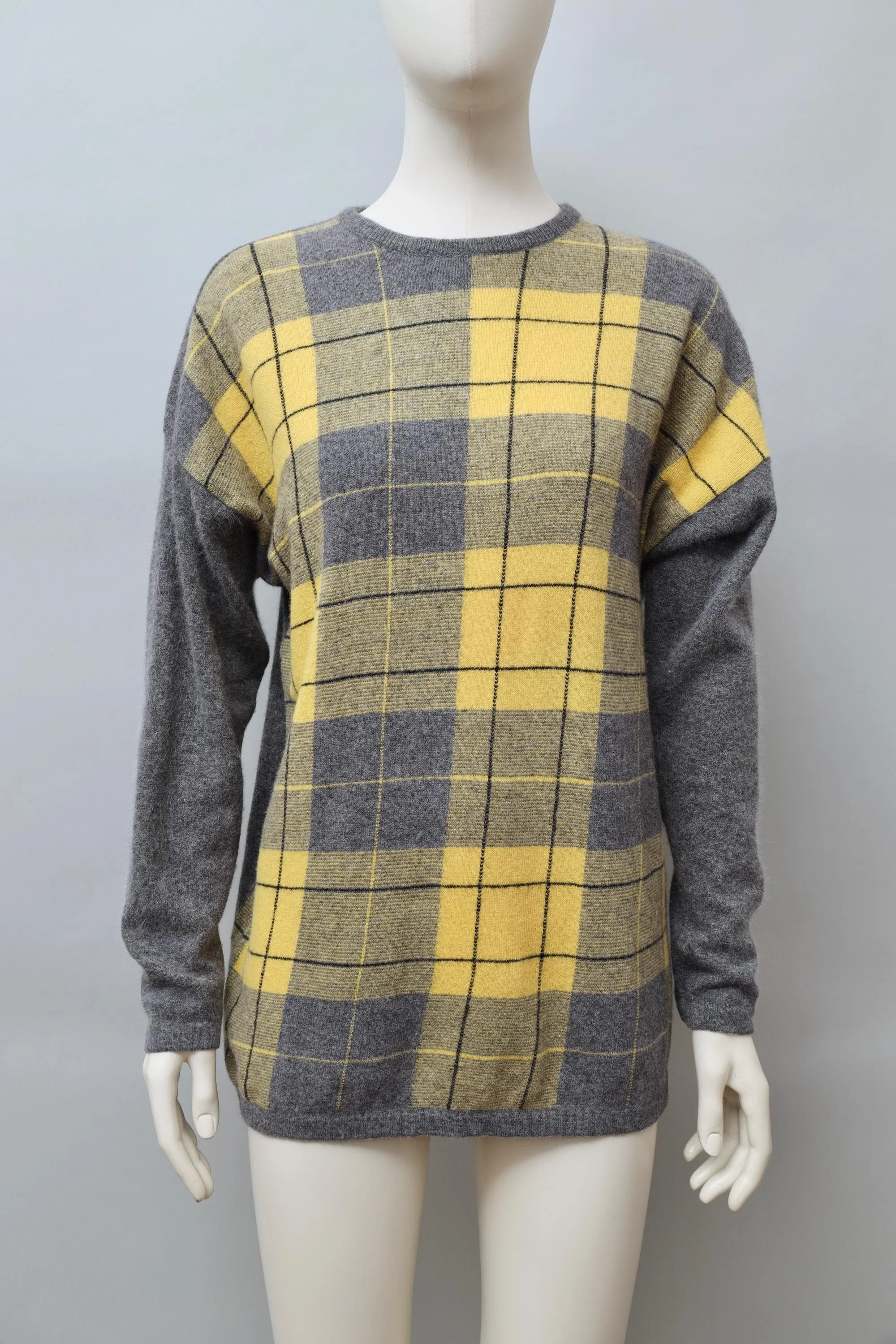 1990s Il Marchese Coccapani tartan angora blend wool sweater