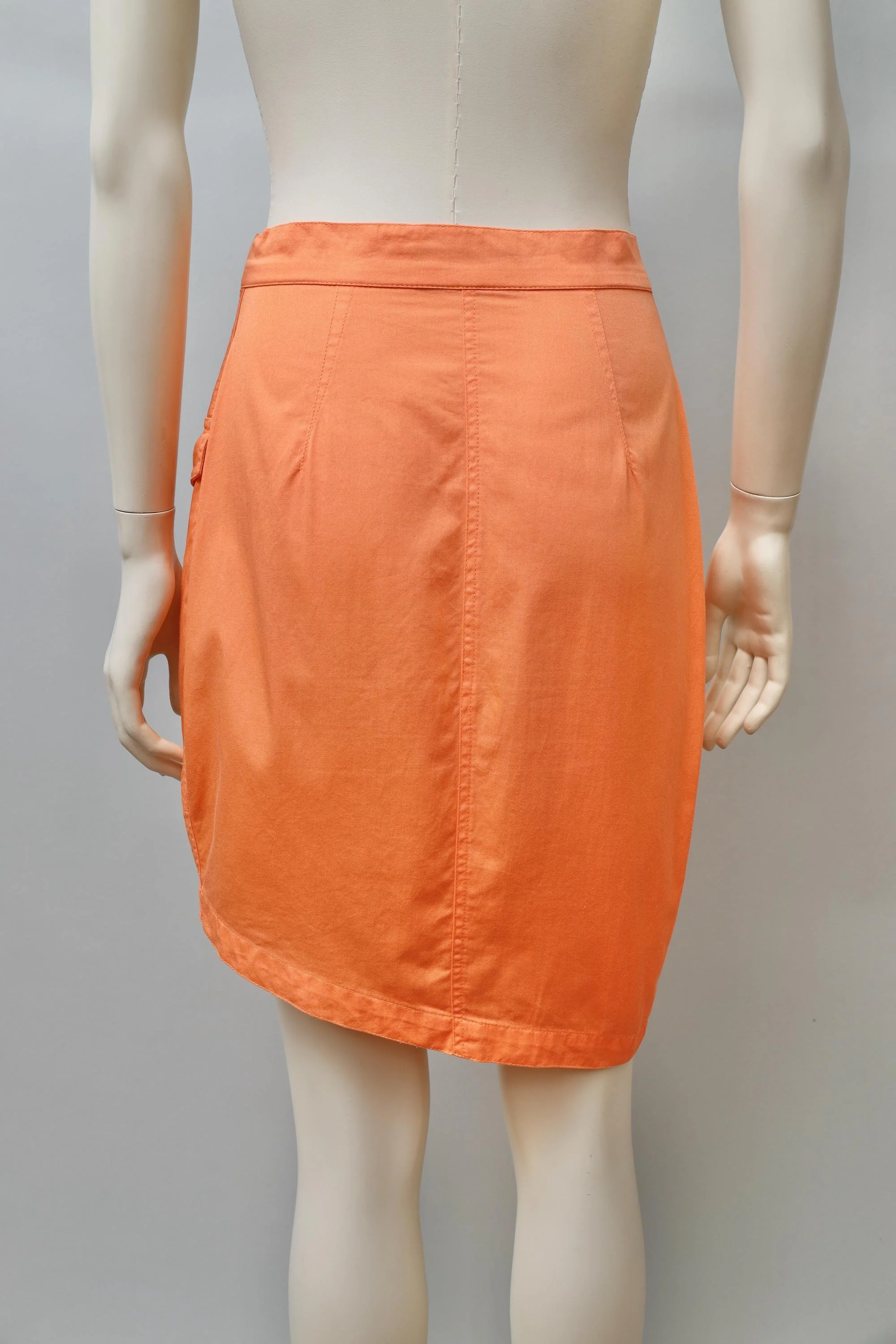 late 1980s / early 1990s Thierry Mugler Activ orange sherbet wrap mini skirt