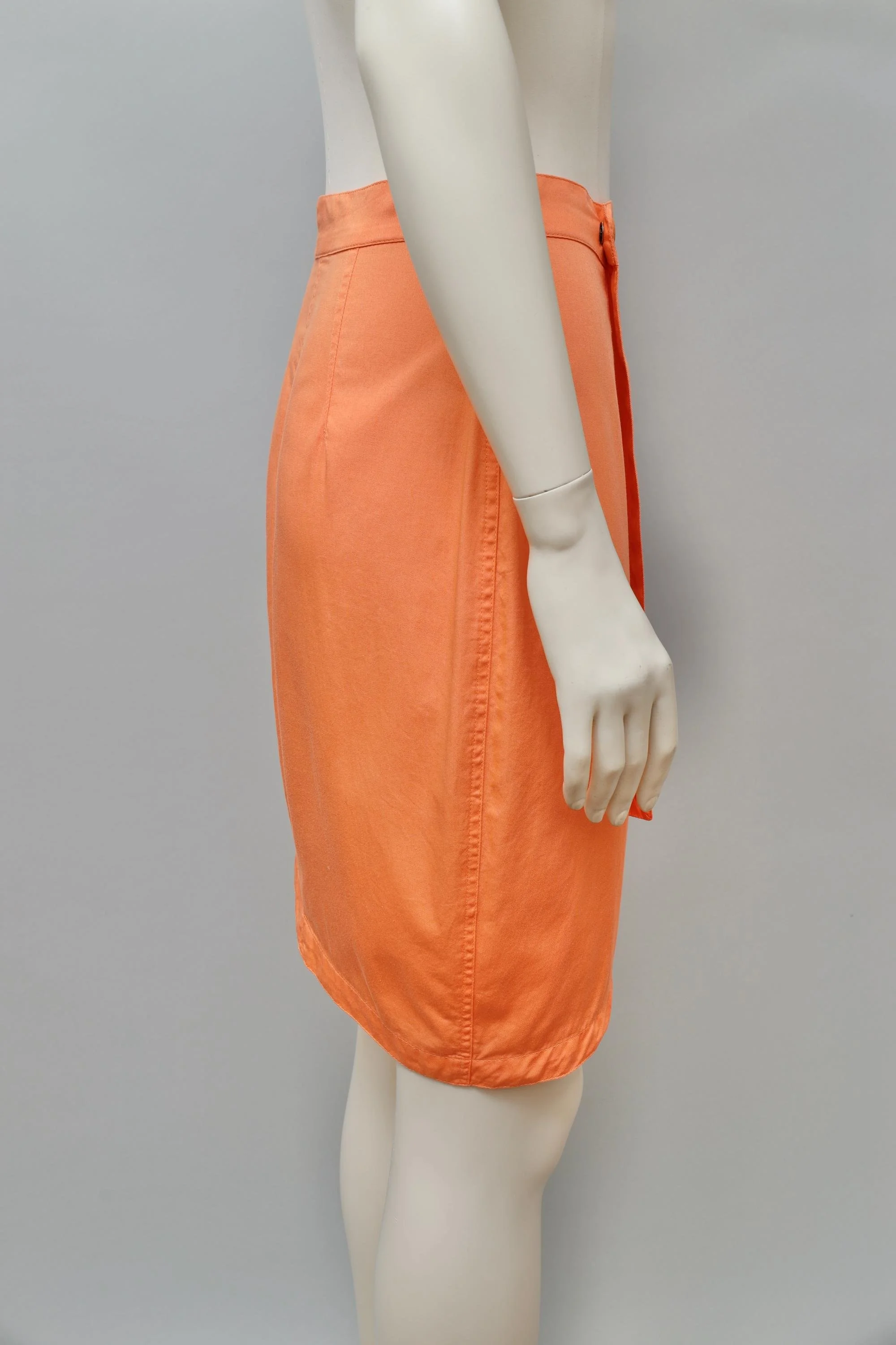 late 1980s / early 1990s Thierry Mugler Activ orange sherbet wrap mini skirt