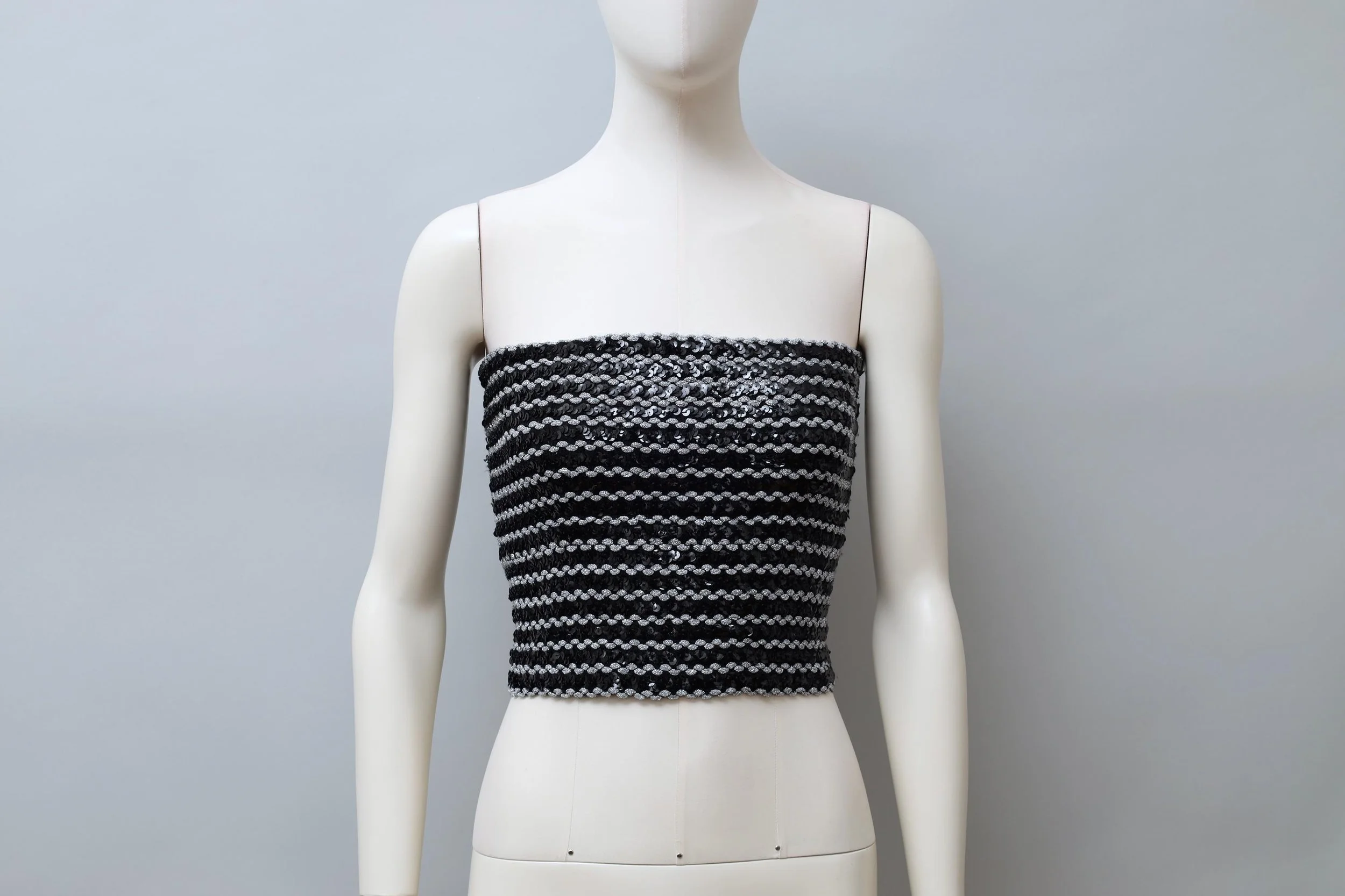 1980s J.Francois Charles Piero Panchetti metallic thread sequin bandeau top