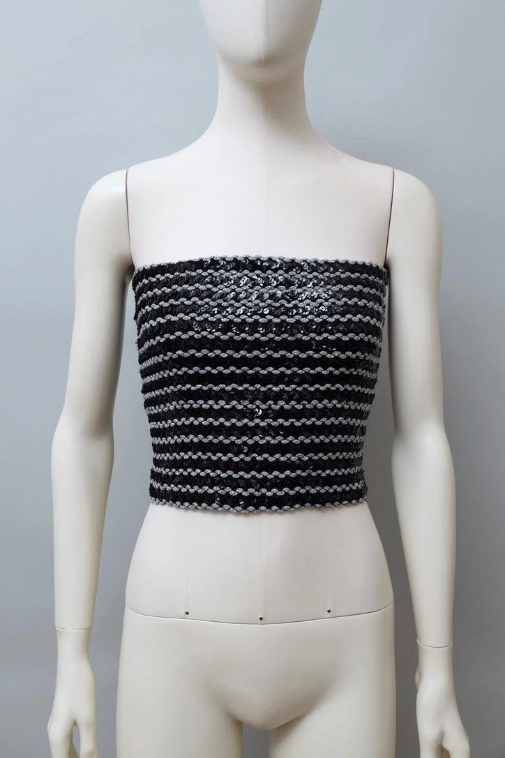 1980s J.Francois Charles Piero Panchetti metallic thread sequin bandeau top