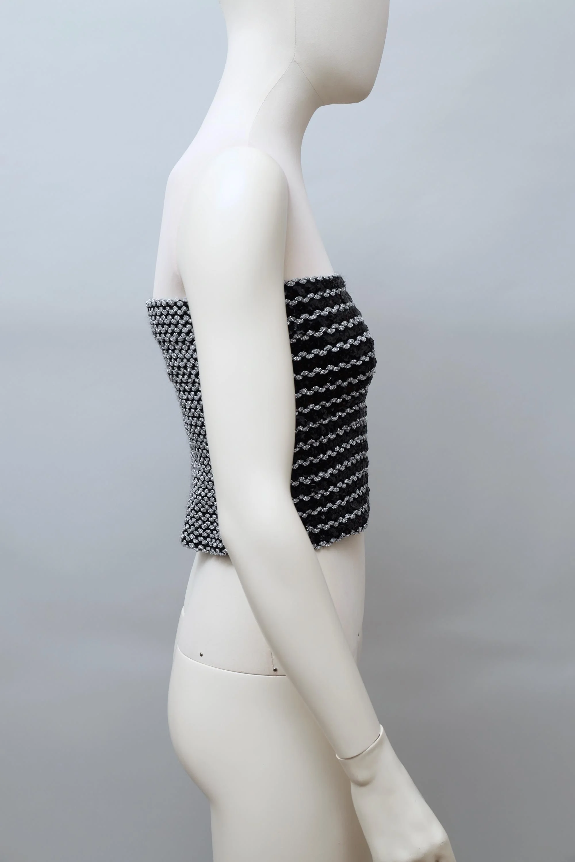 1980s J.Francois Charles Piero Panchetti metallic thread sequin bandeau top