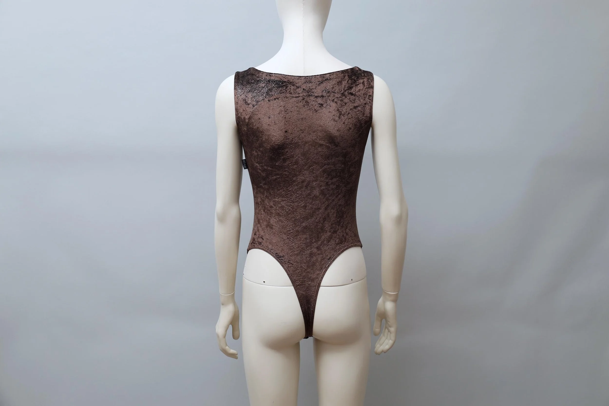 late 1990s / early 2000s Anti-Flirt Paris glittery brown velvet bodysuit
