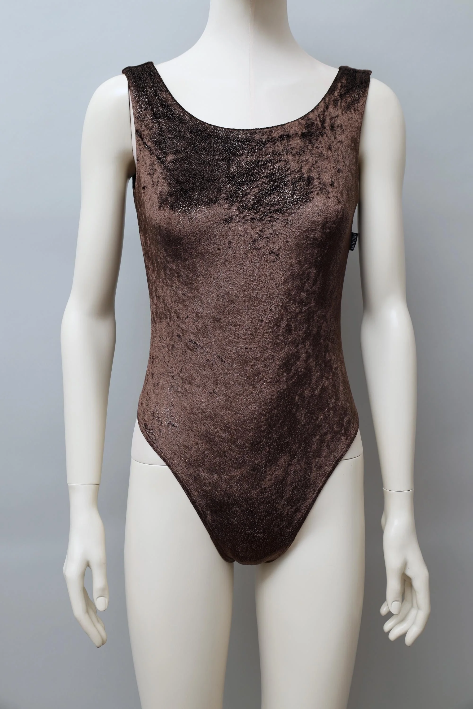 late 1990s / early 2000s Anti-Flirt Paris glittery brown velvet bodysuit