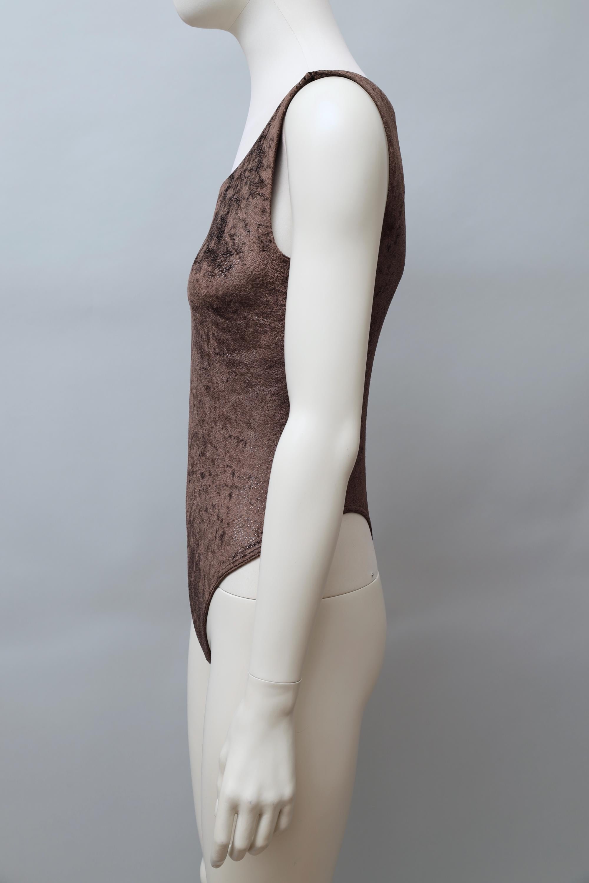 late 1990s / early 2000s Anti-Flirt Paris glittery brown velvet bodysuit