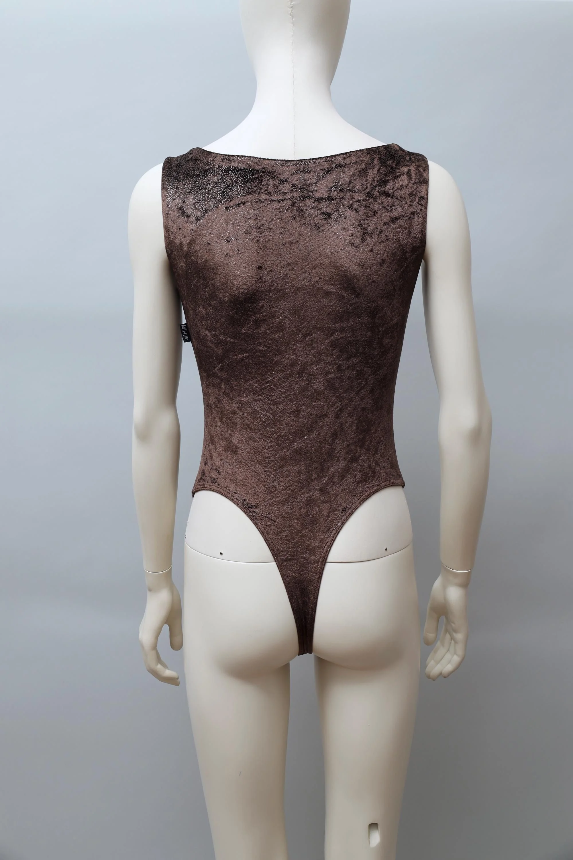 late 1990s / early 2000s Anti-Flirt Paris glittery brown velvet bodysuit