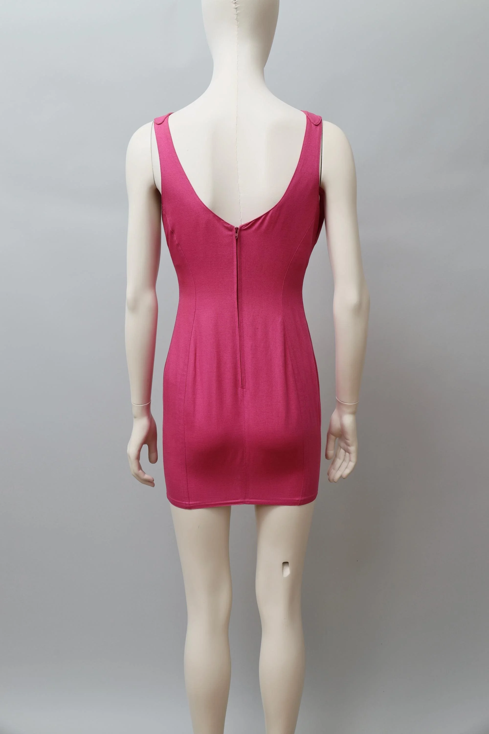 late 1980s / early 1990s Thierry Mugler Activ pink linen insect mesh dress