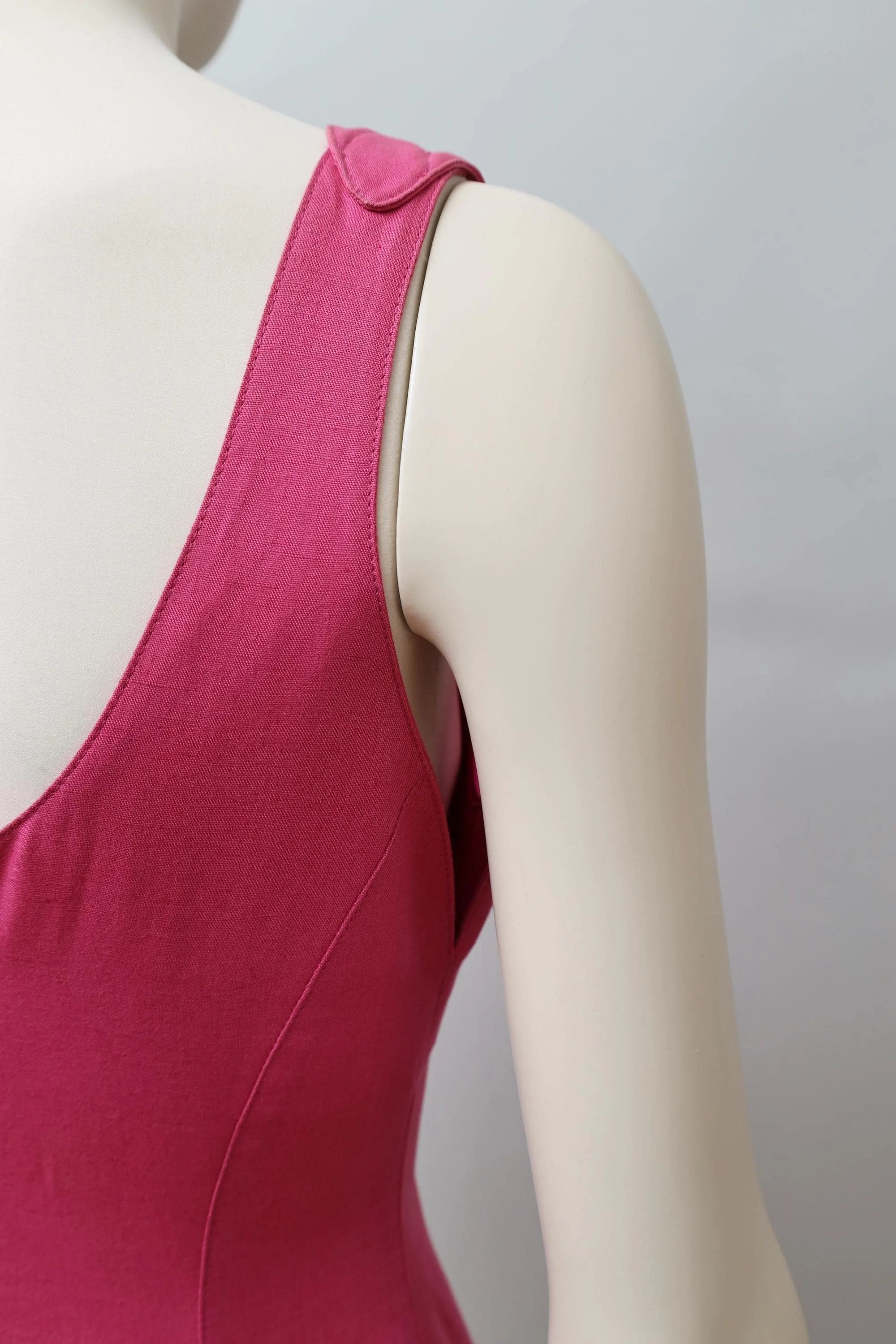 late 1980s / early 1990s Thierry Mugler Activ pink linen insect mesh dress strap