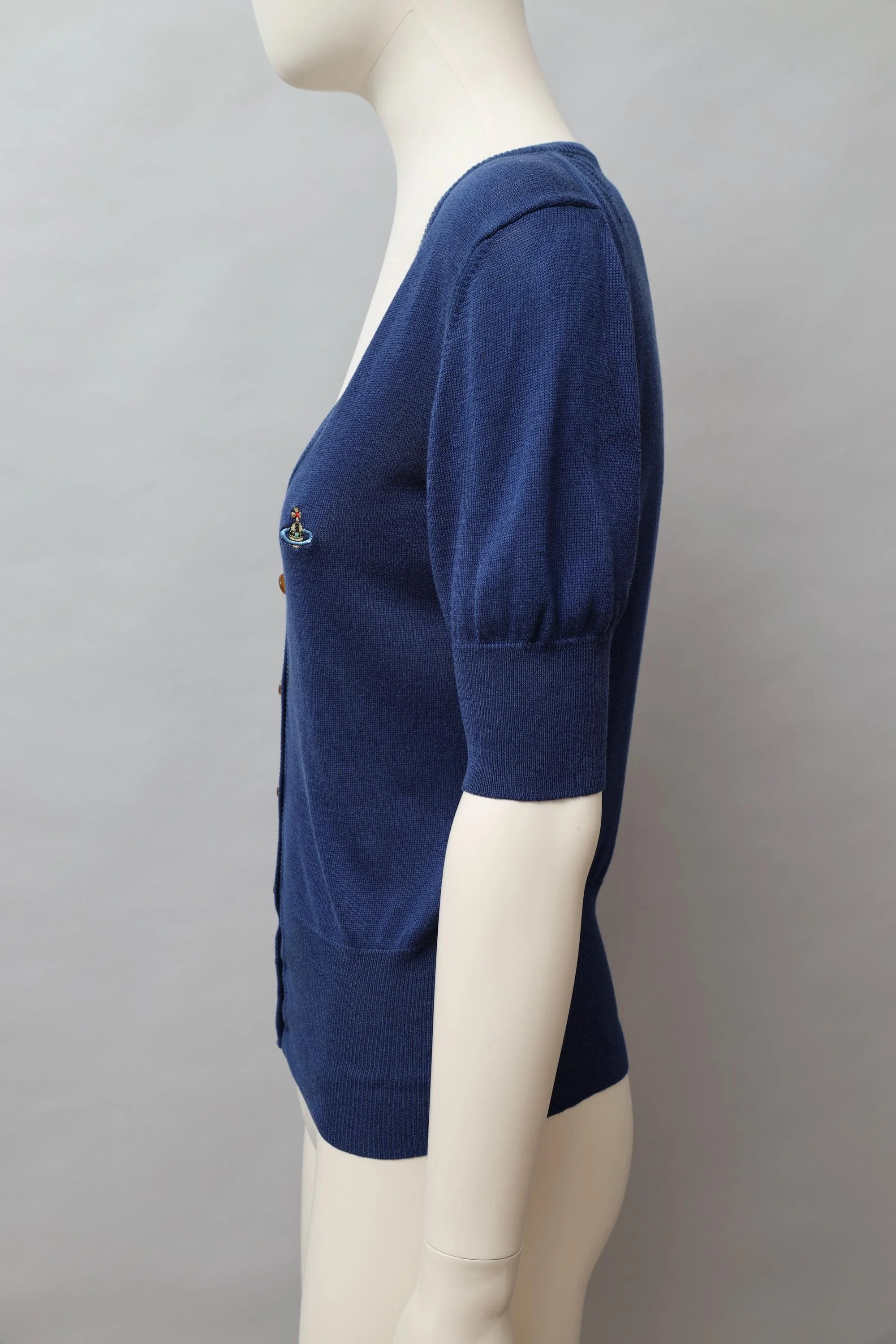 1990s Vivienne Westwood navy blue short sleeved cardigan