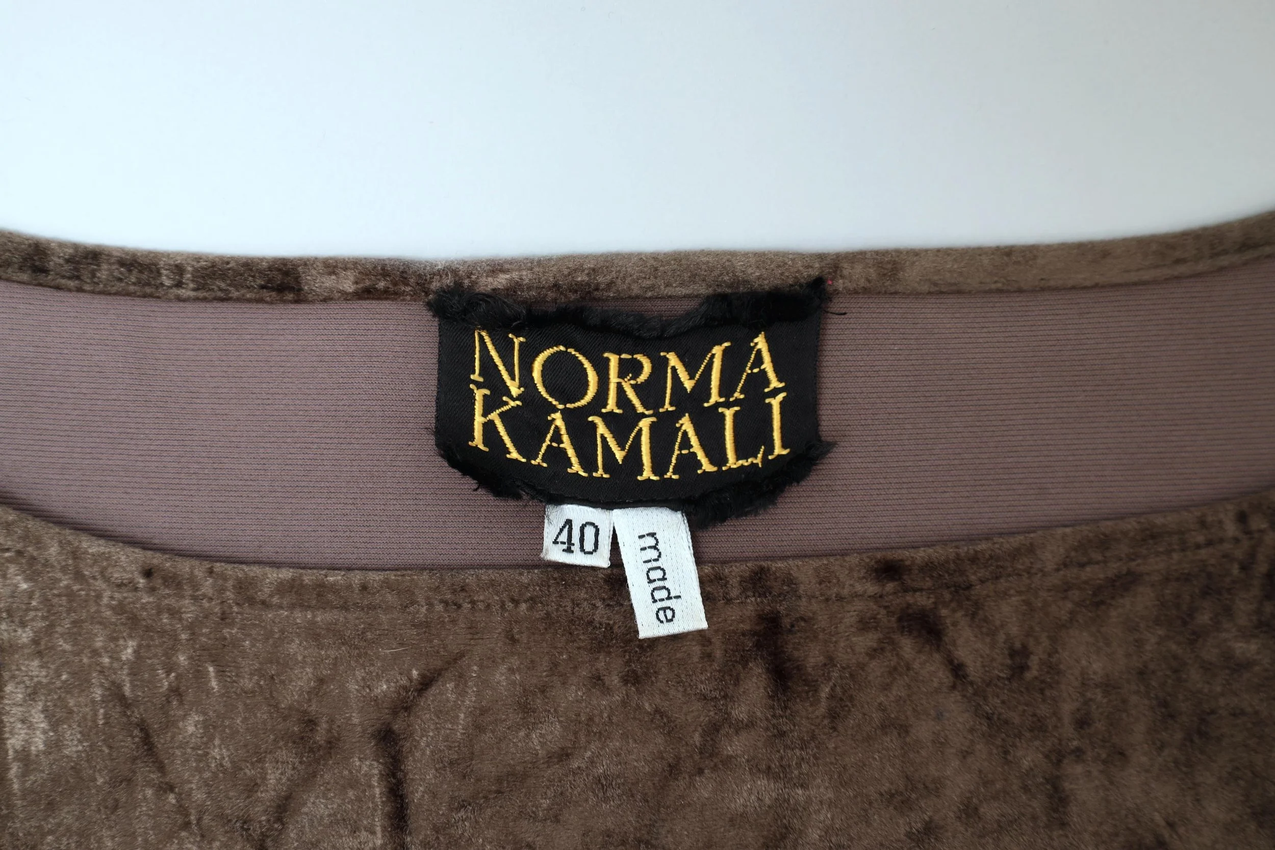 F/W 1990 Norma Kamali label tag