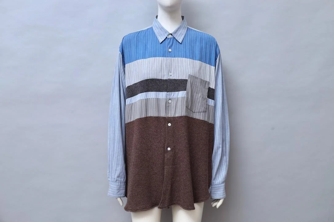 COMME des GARÇONS SHIRT striped cotton patchwork shirt