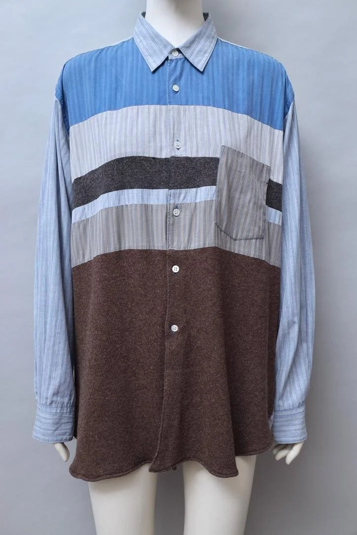 COMME des GARÇONS SHIRT striped cotton patchwork shirt