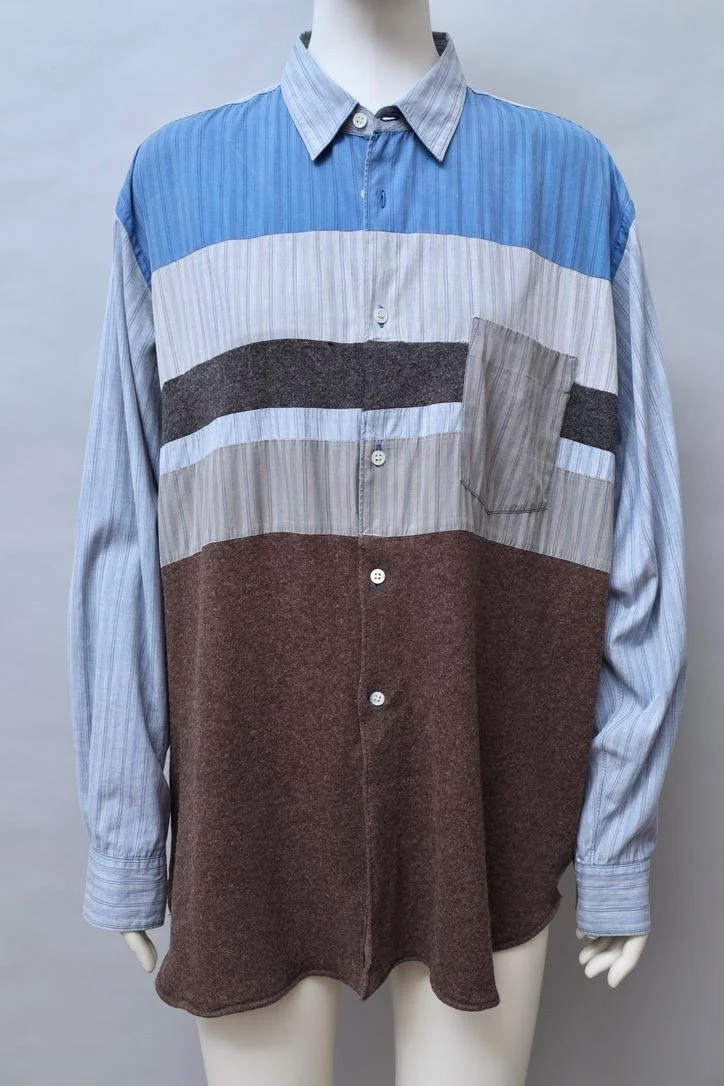 COMME des GARÇONS SHIRT striped cotton patchwork shirt