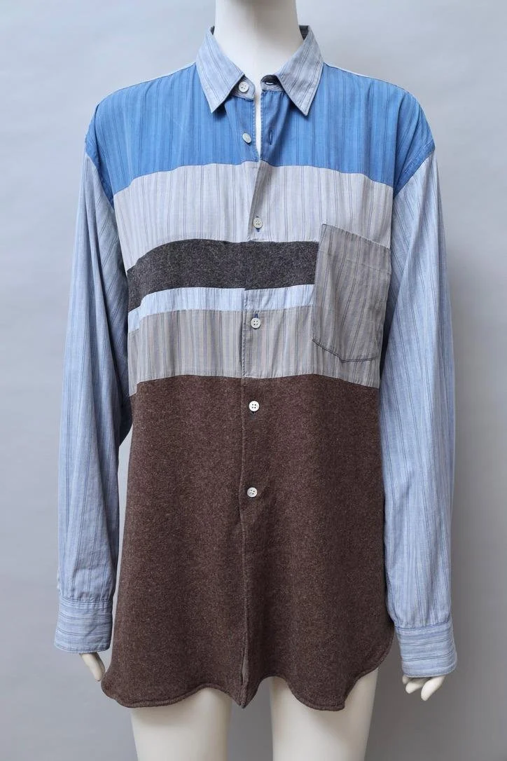 COMME des GARÇONS SHIRT striped cotton patchwork shirt