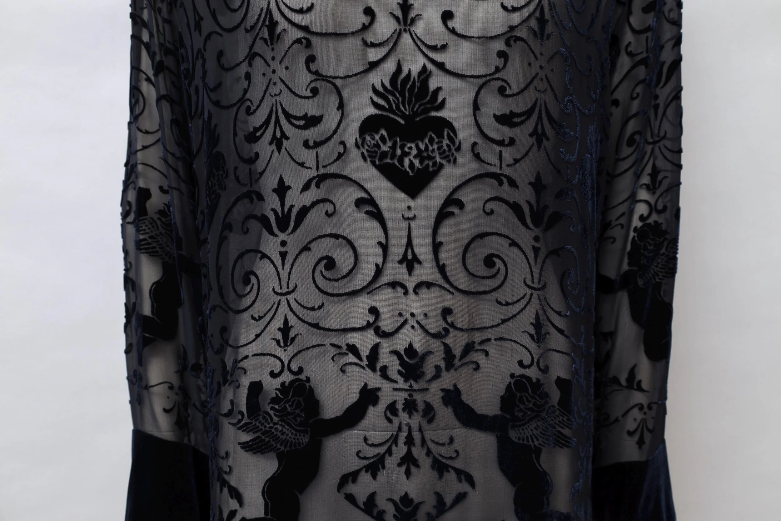 1990s English Eccentrics decorative roccoco silk velvet devoré