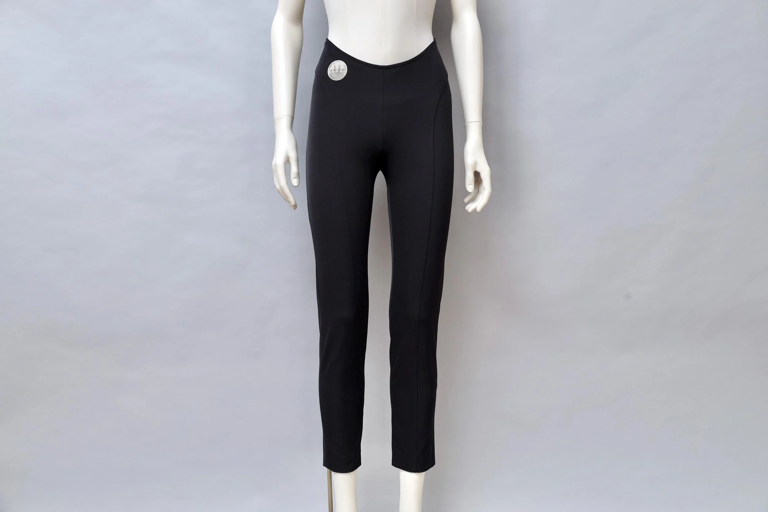 S/S 1997 MTM Mugler Trademark black curved waist leggings