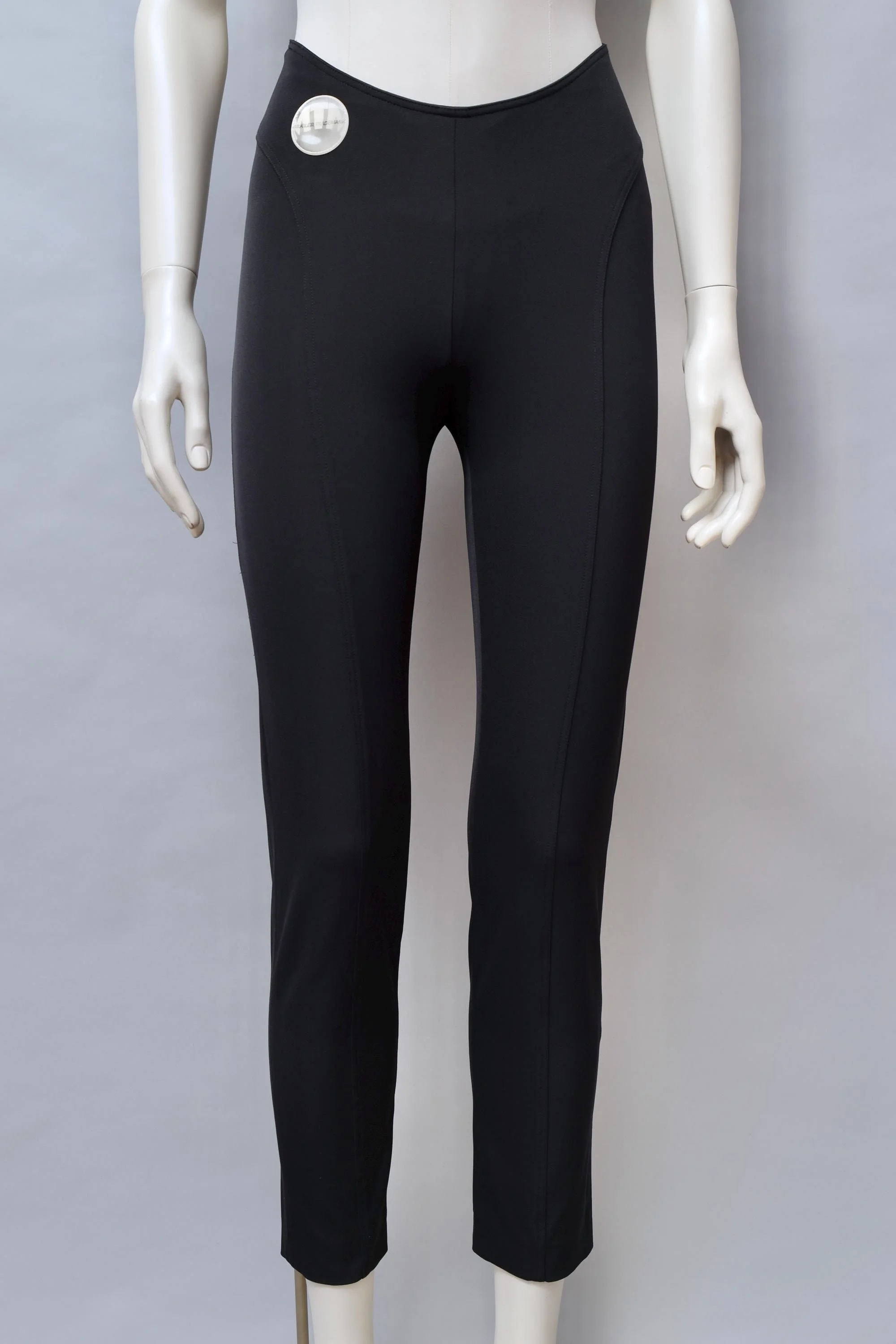 S/S 1997 MTM Mugler Trademark black curved waist leggings