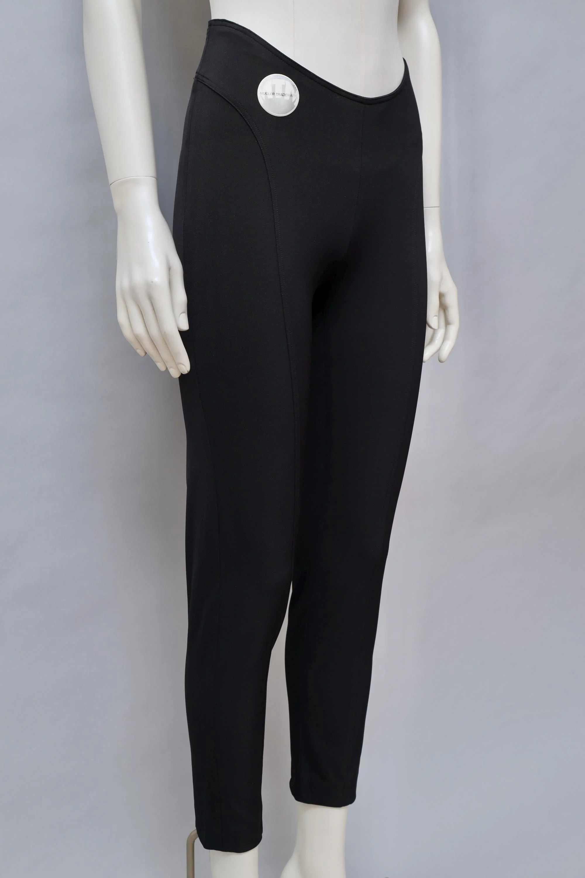 S/S 1997 MTM Mugler Trademark black curved waist leggings