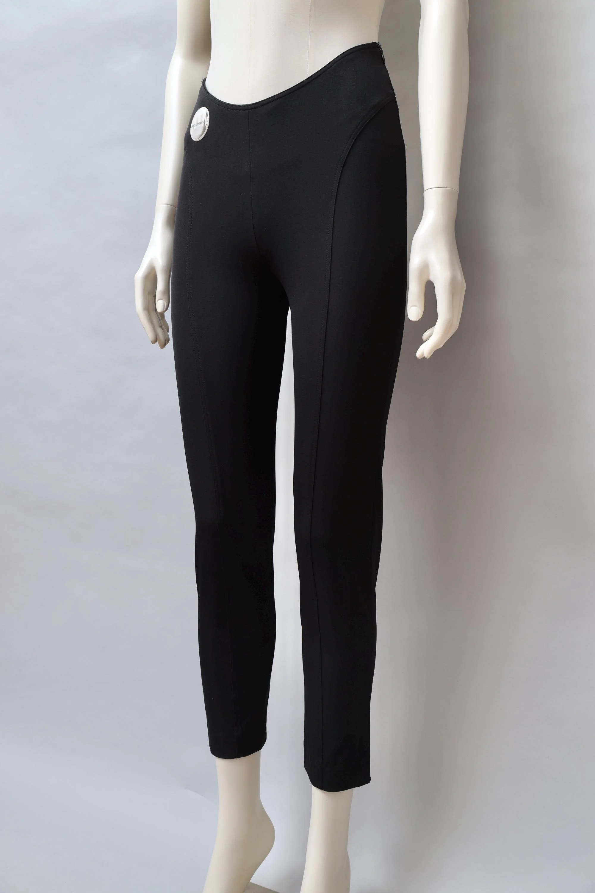 S/S 1997 MTM Mugler Trademark black curved waist leggings